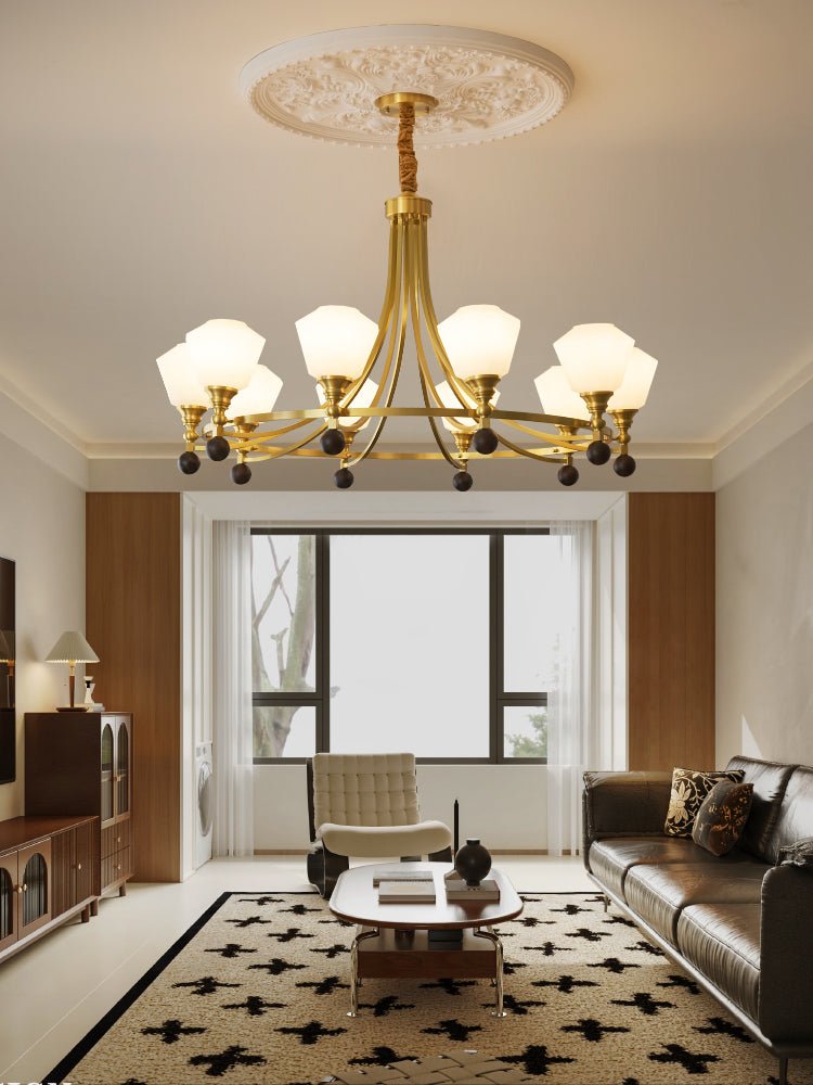 Nyraeyra Premium Nordic Art Kronleuchter aus Messing und Holz-Letslighting