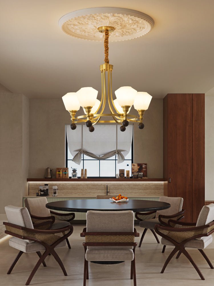 Nyraeyra Premium Nordic Art Kronleuchter aus Messing und Holz-Letslighting
