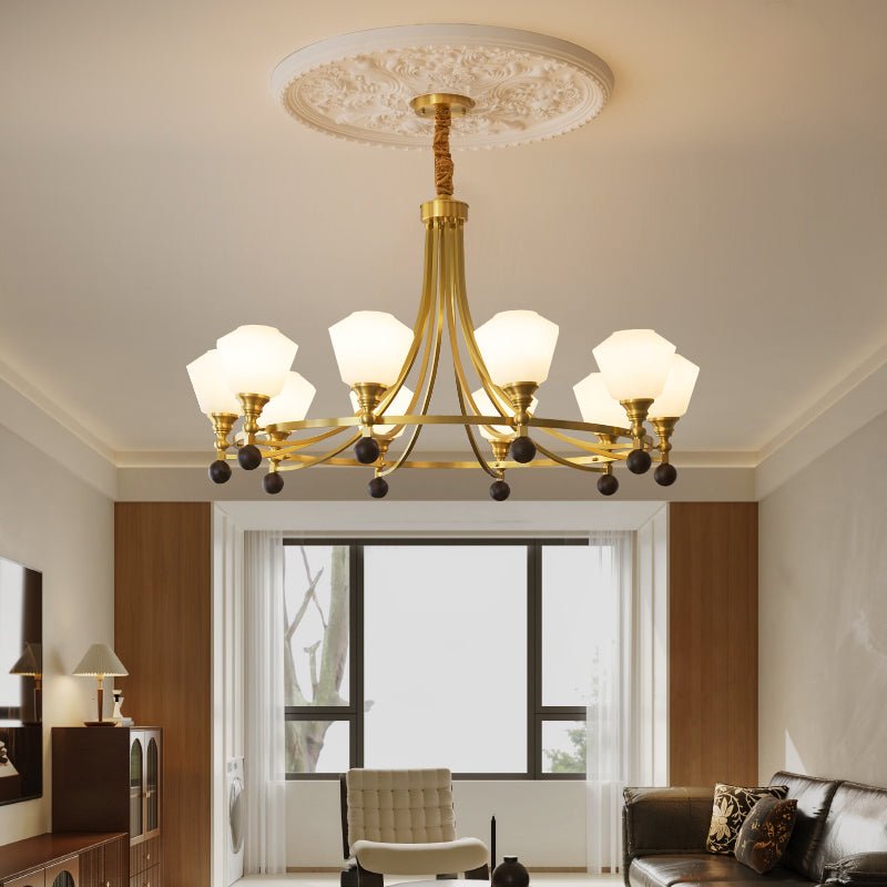 Nyraeyra Premium Nordic Art Kronleuchter aus Messing und Holz-Letslighting