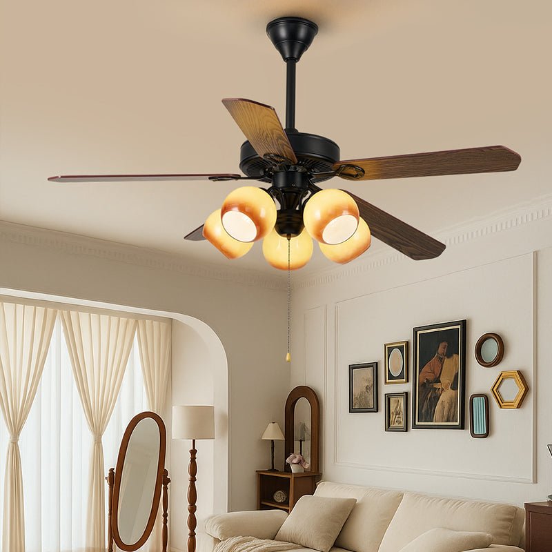 Abmessungen des Theodore Vintage Deckenventilators mit Beleuchtung (Modell A)
