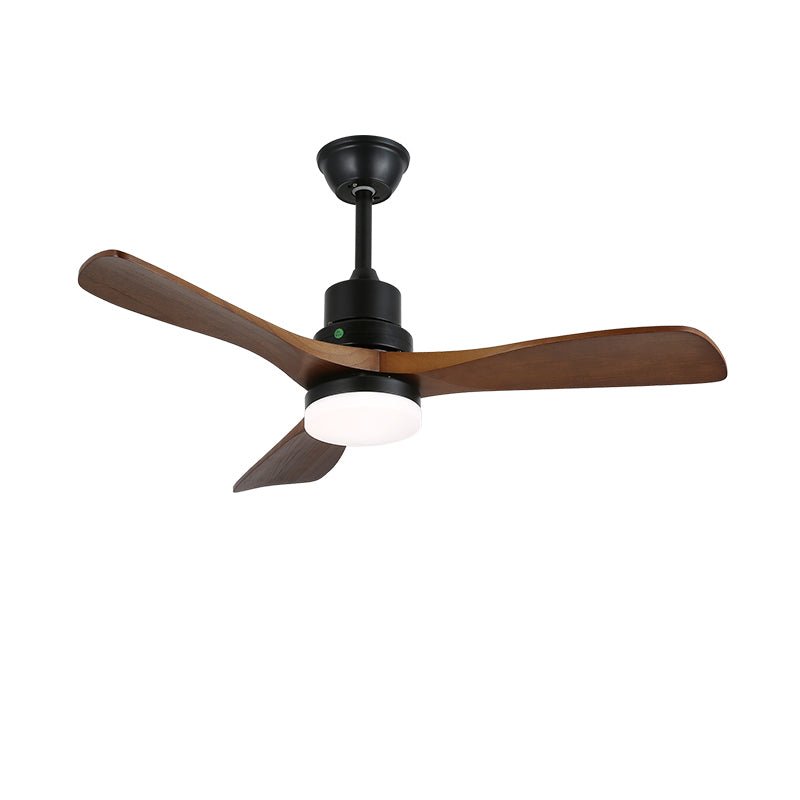 Kaelen Moderner Deckenventilator mit Holz und Beleuchtung in einem Essbereich