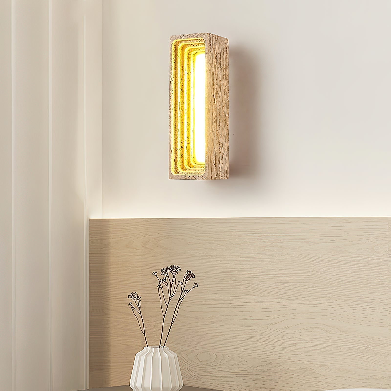 Siliq Modern Minimalist Beige Travertine Wall Lamp - Letslighting