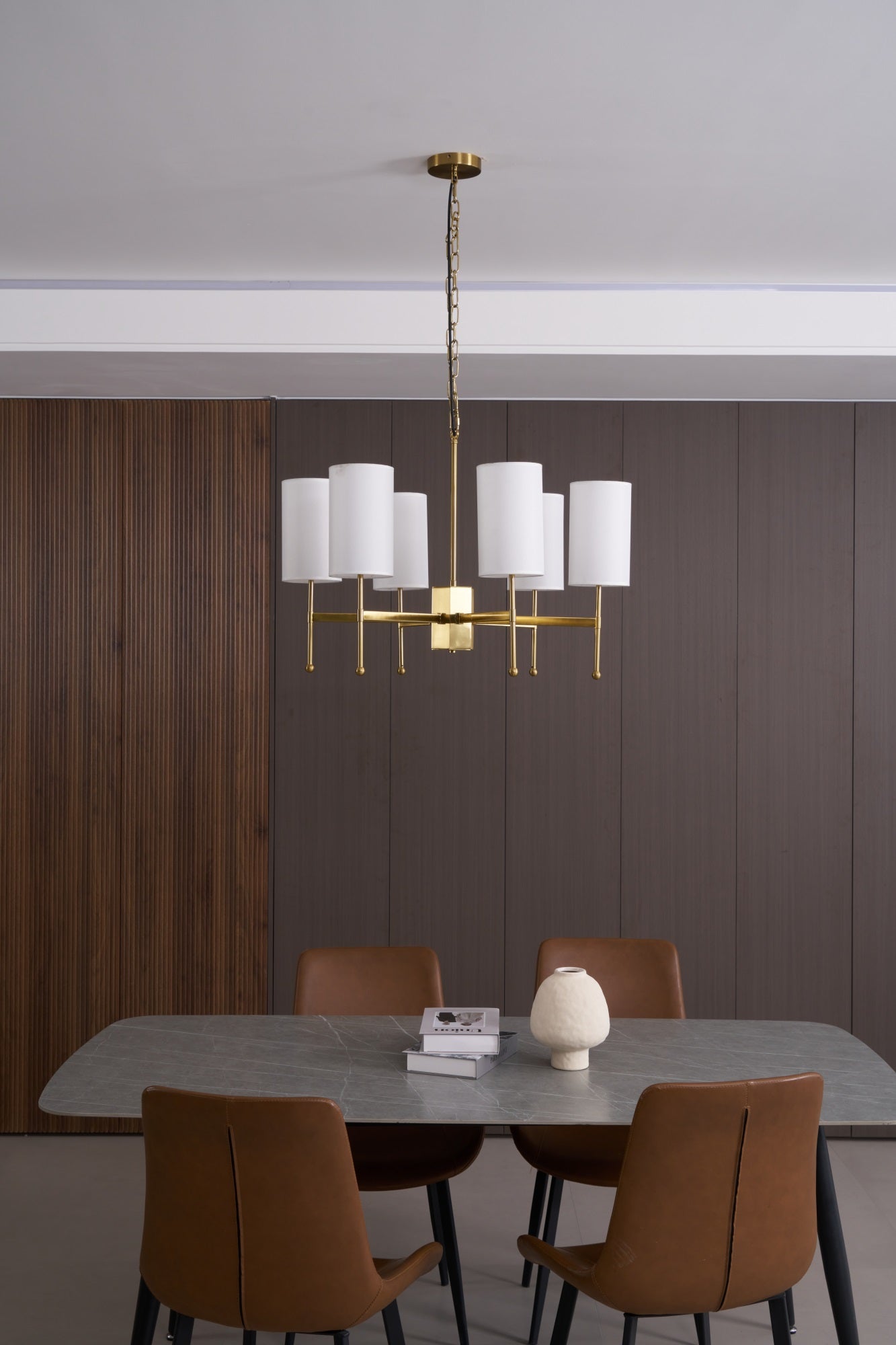 Ulcarisra Vintage Kronleuchter aus Messing mit Stoffbezug-Letslighting