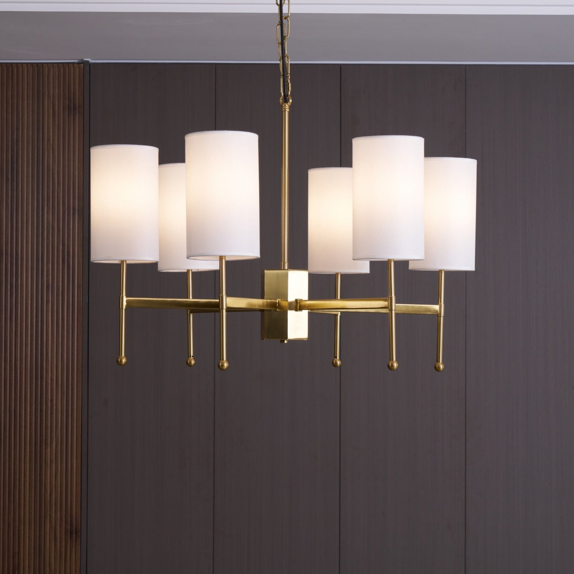 Ulcarisra Vintage Kronleuchter aus Messing mit Stoffbezug-Letslighting