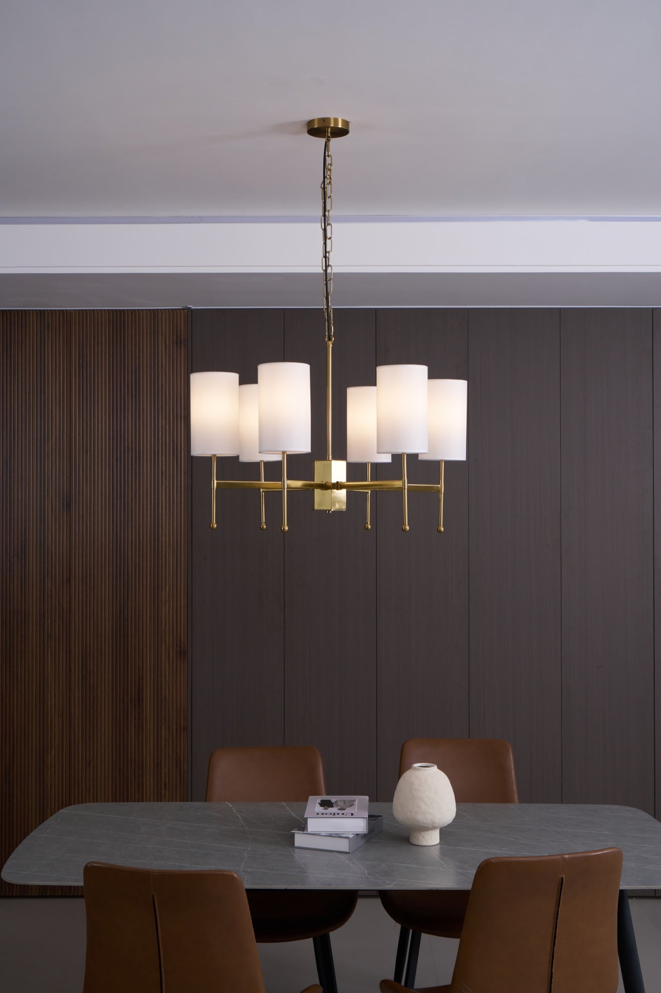 Ulcarisra Vintage Kronleuchter aus Messing mit Stoffbezug-Letslighting