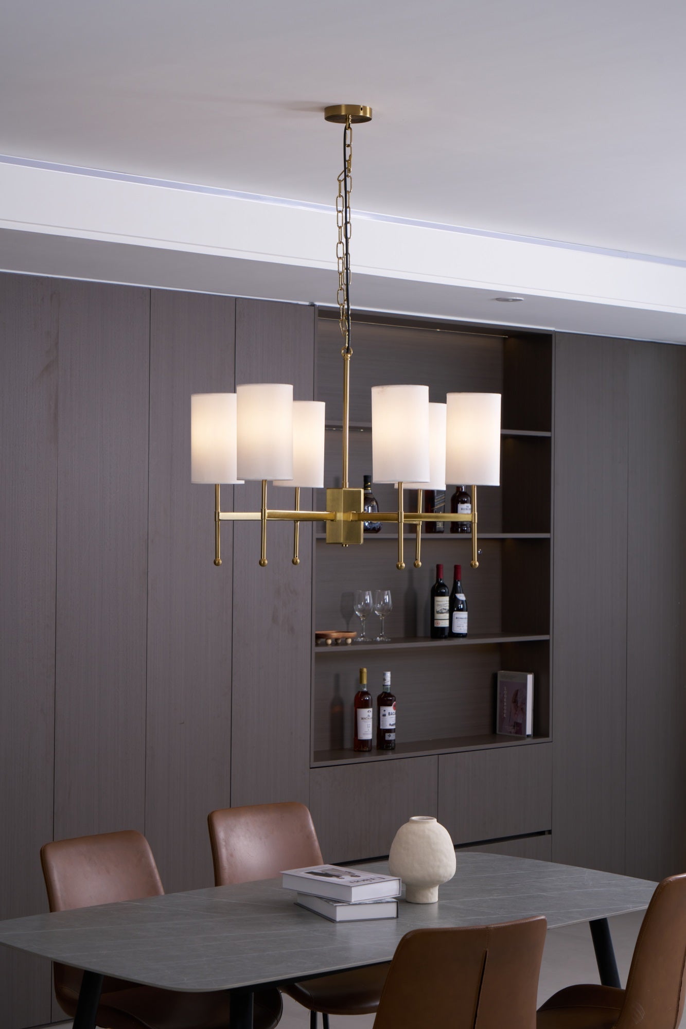 Ulcarisra Vintage Kronleuchter aus Messing mit Stoffbezug-Letslighting