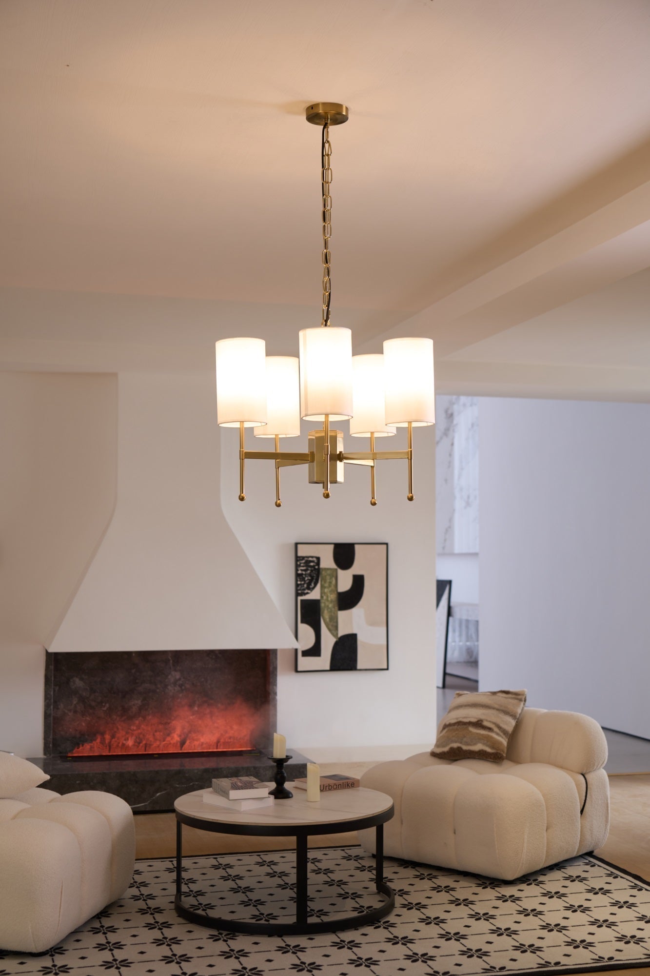 Ulcarisra Vintage Kronleuchter aus Messing mit Stoffbezug-Letslighting