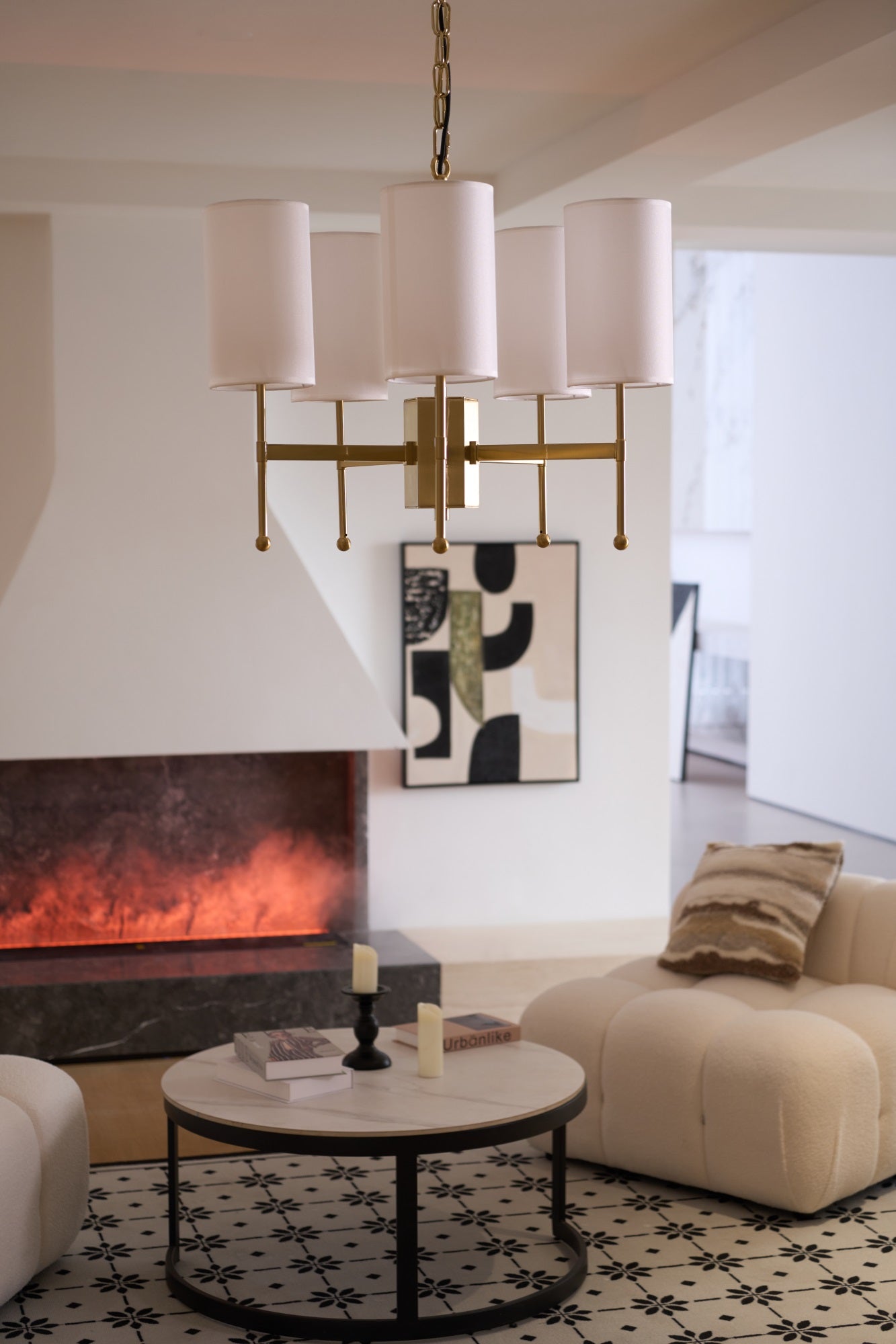 Ulcarisra Vintage Kronleuchter aus Messing mit Stoffbezug-Letslighting