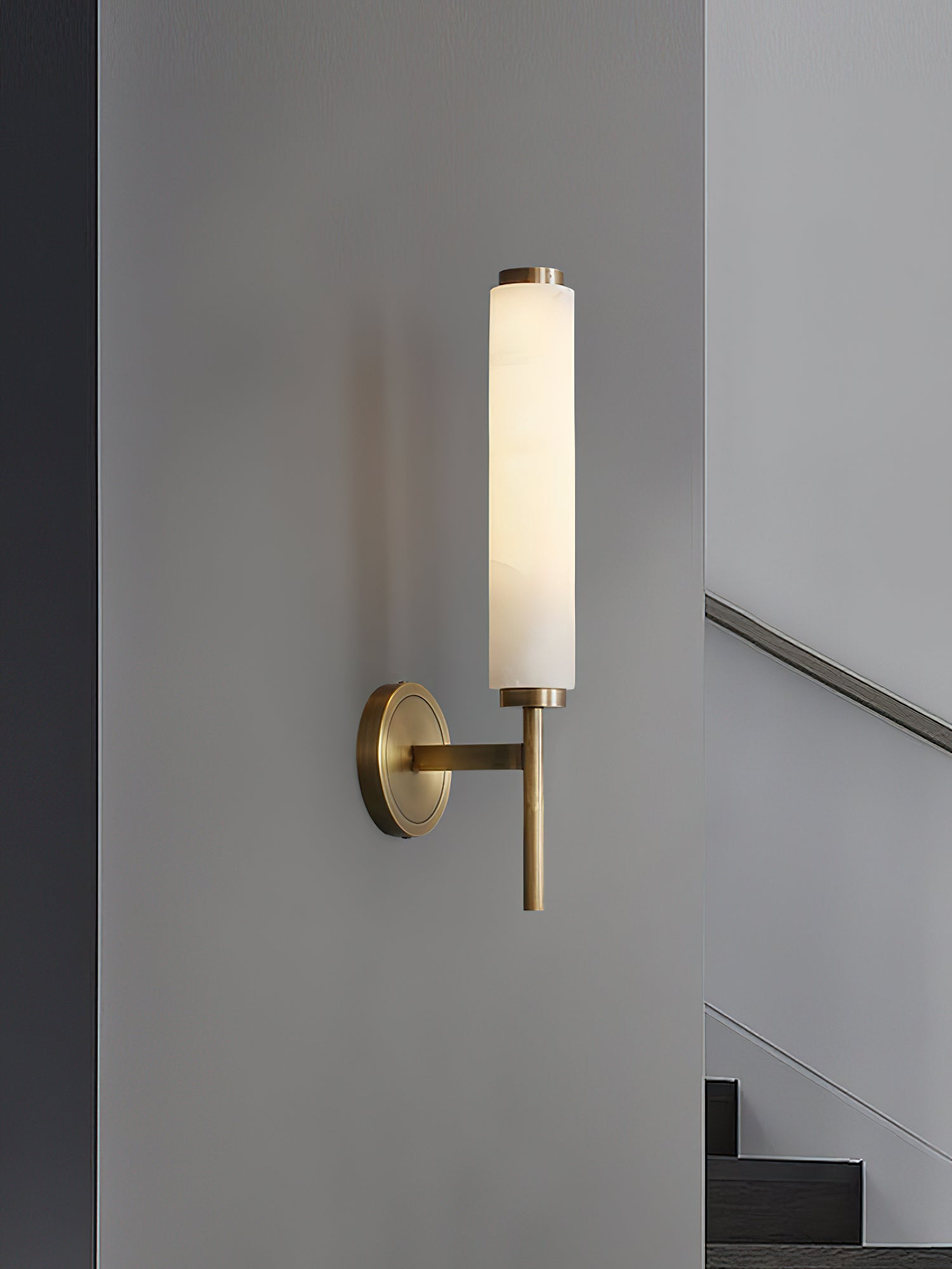 Abyss Modern Minimalist Brass Metal Alabaster Wall Lamp - Letslighting