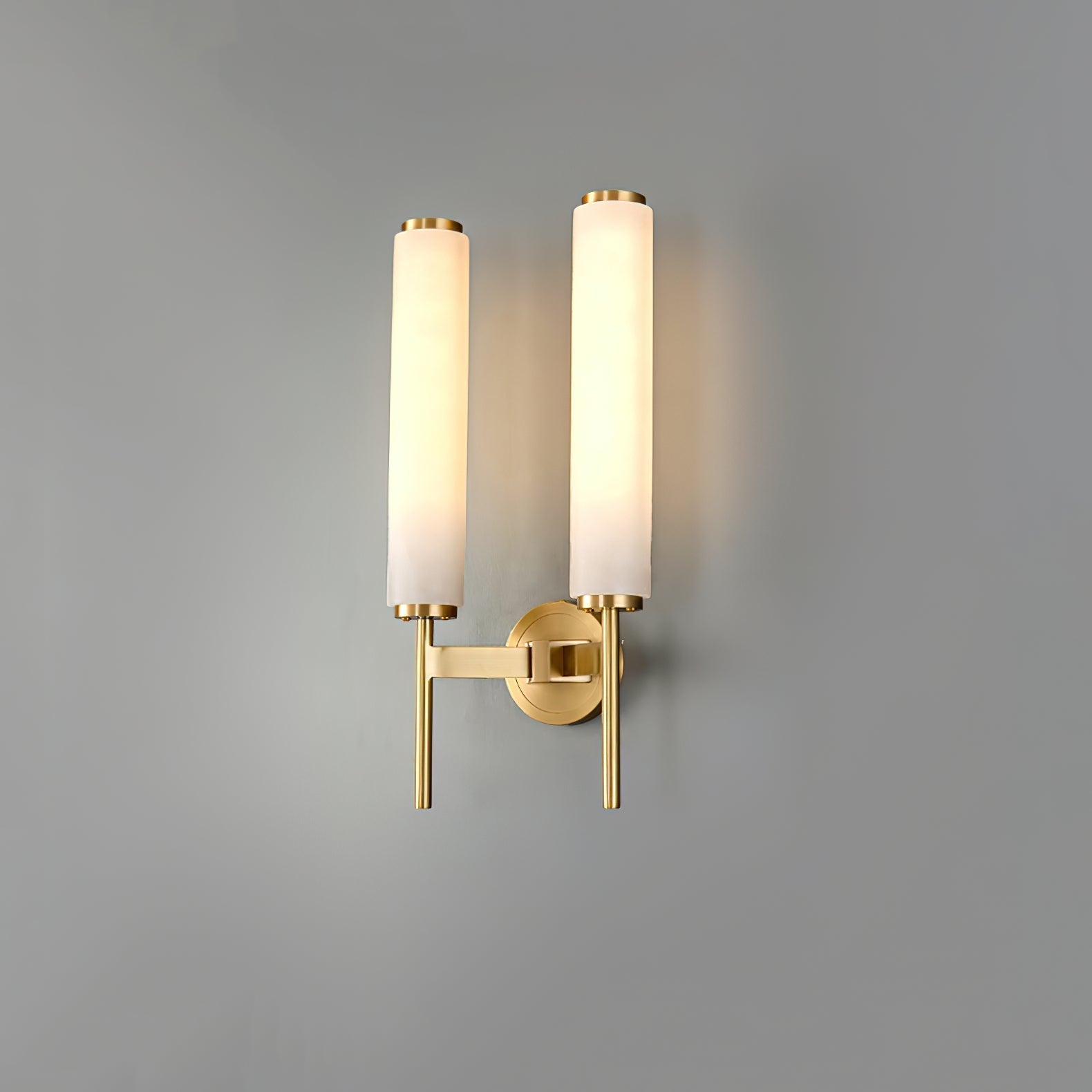Jern Art-Déco-Wandleuchte aus Alabaster