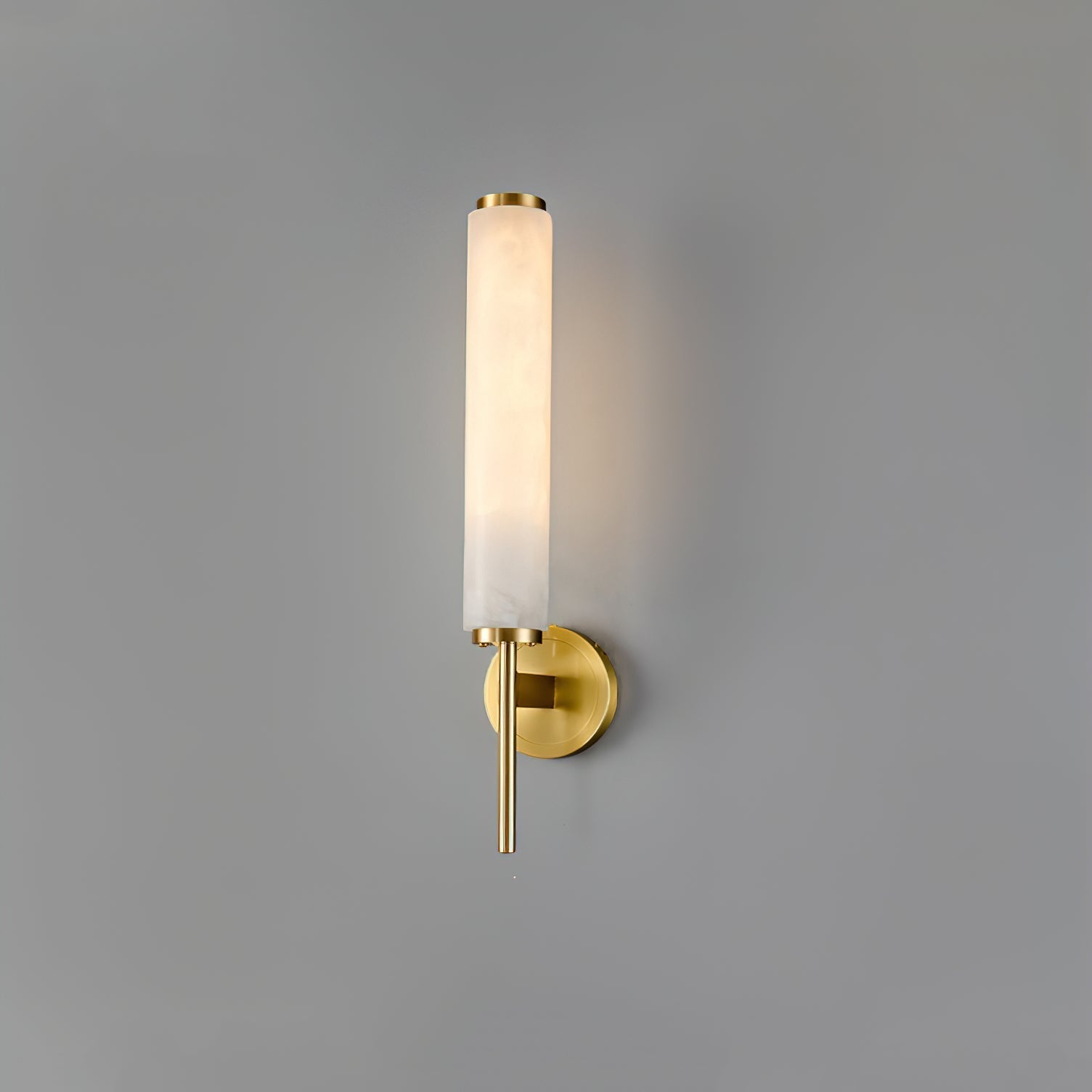 Jern Art-Déco-Wandleuchte aus Alabaster