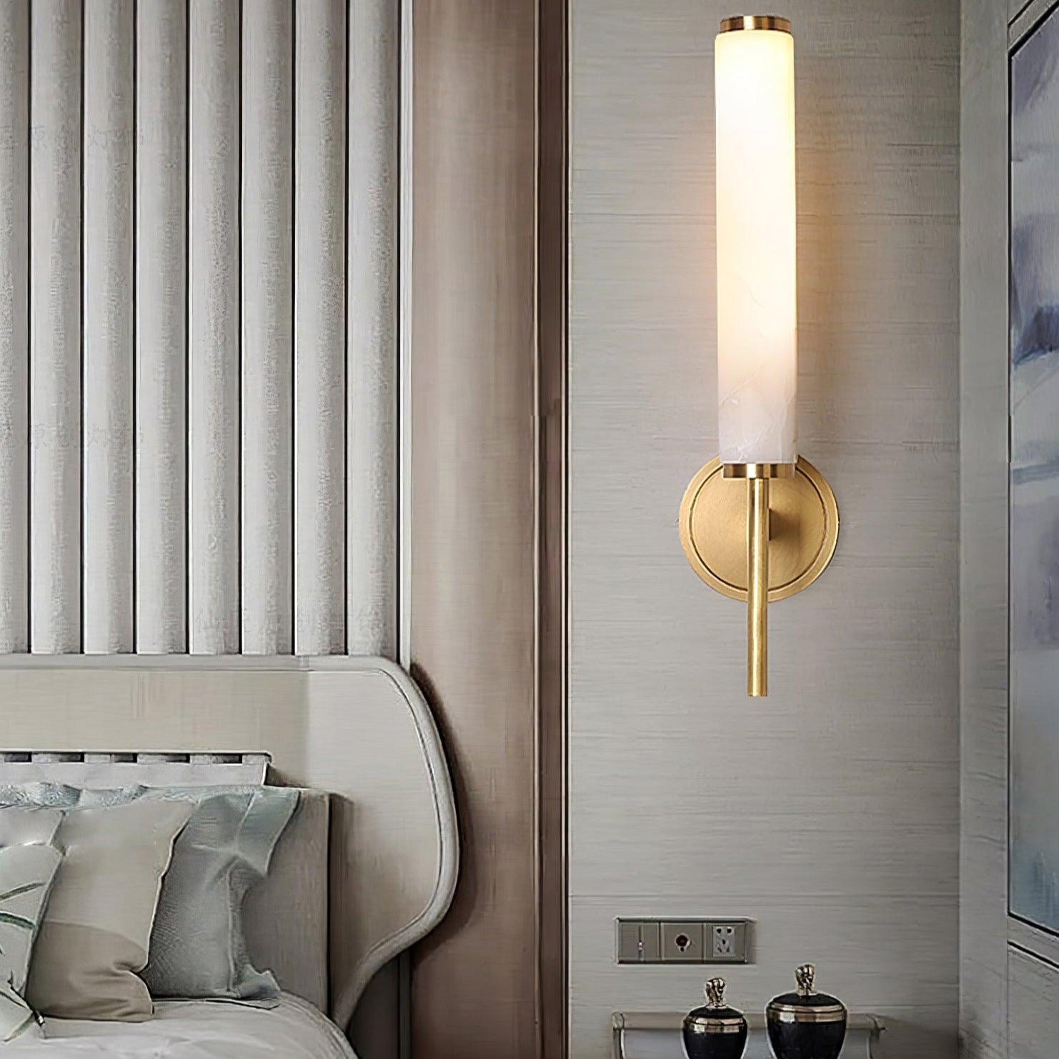 Jern Art-Déco-Wandleuchte aus Alabaster