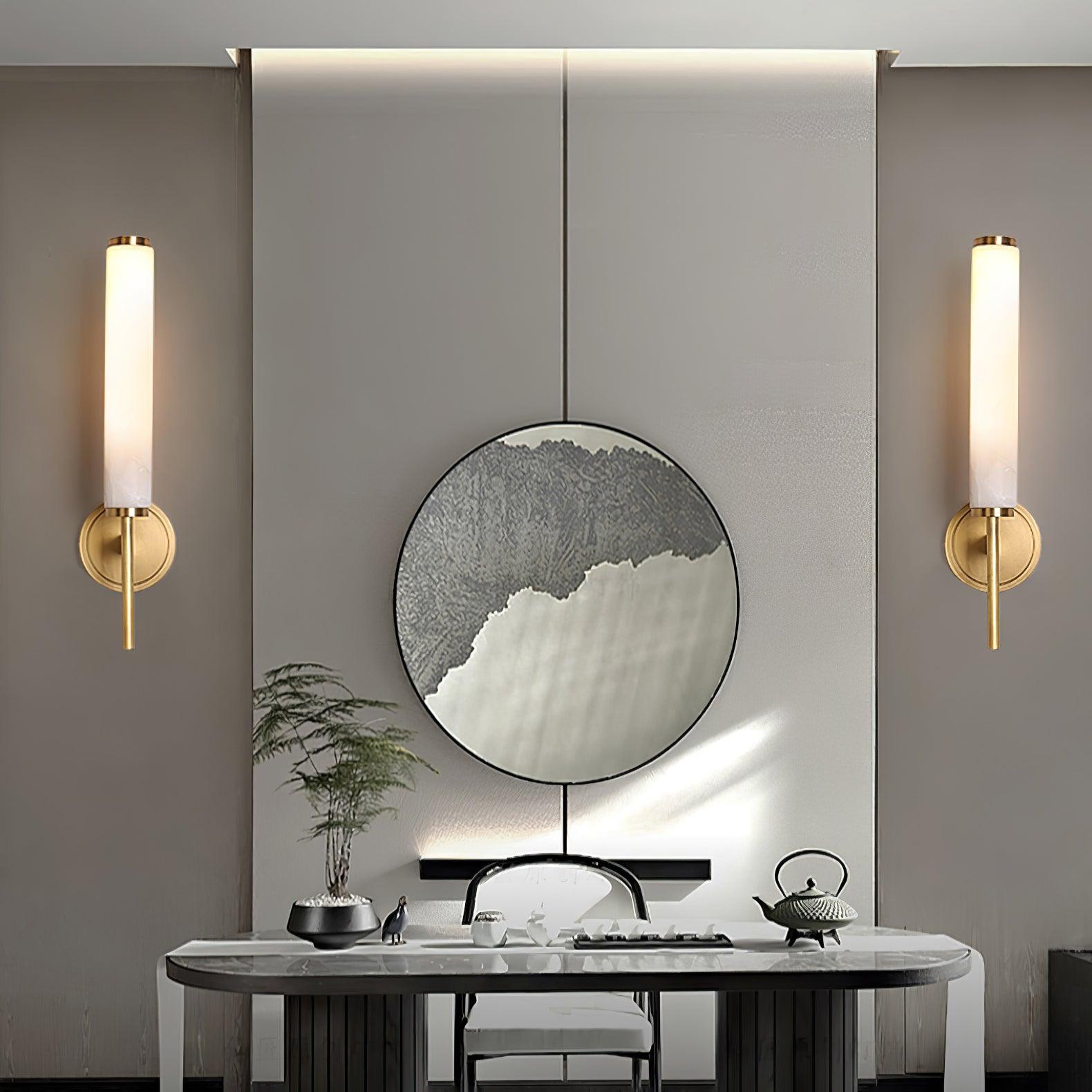 Jern Art-Déco-Wandleuchte aus Alabaster