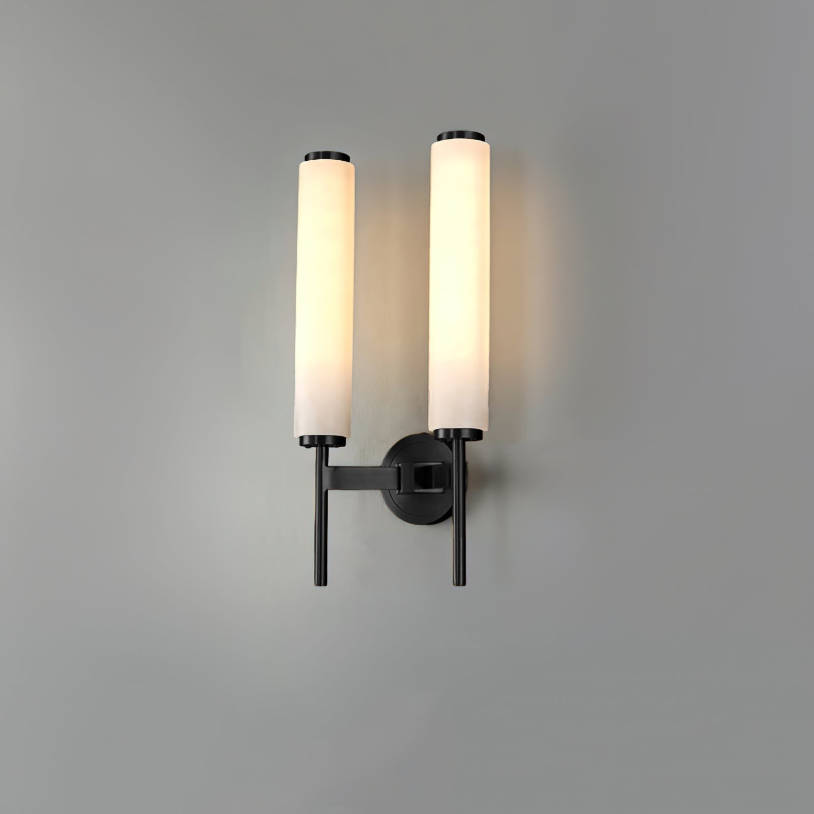 Jern Art-Déco-Wandleuchte aus Alabaster