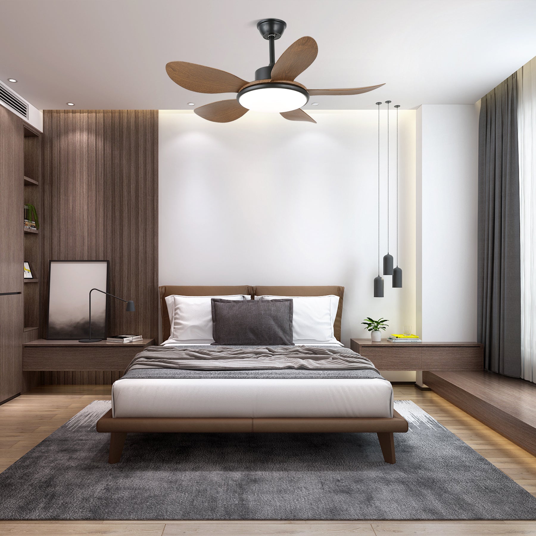 Tirenor Holz Deckenventilator mit Beleuchtung, Modell B, Ø 132cm