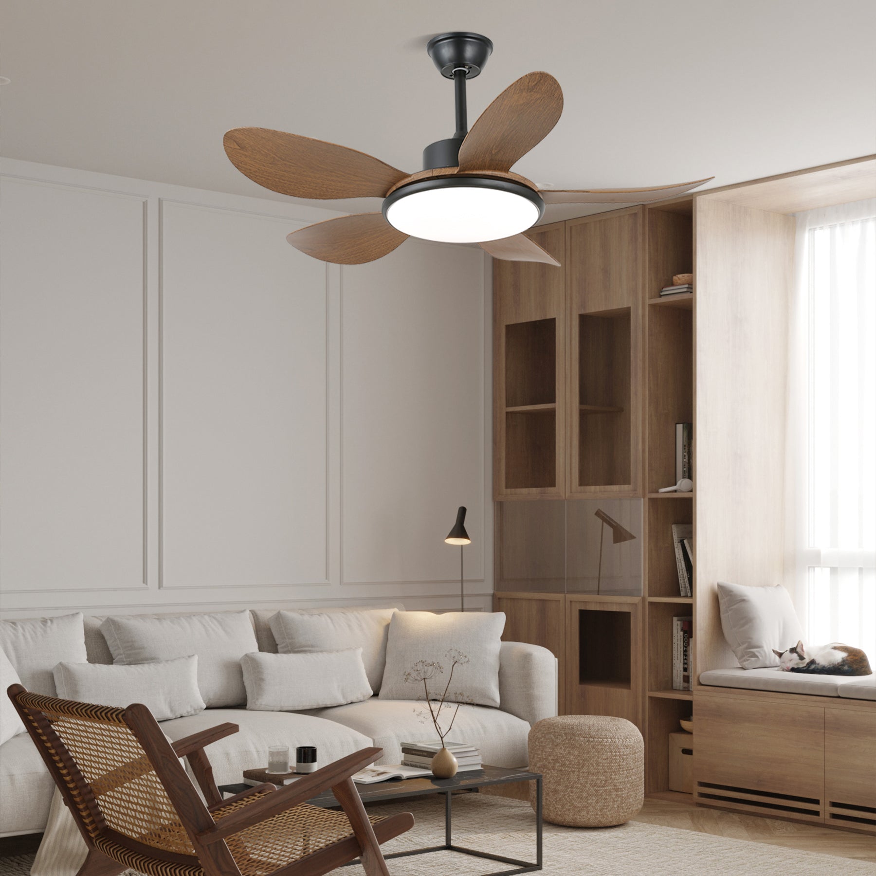 Tirenor Holz Deckenventilator mit Beleuchtung, Modell A, Ø 126cm