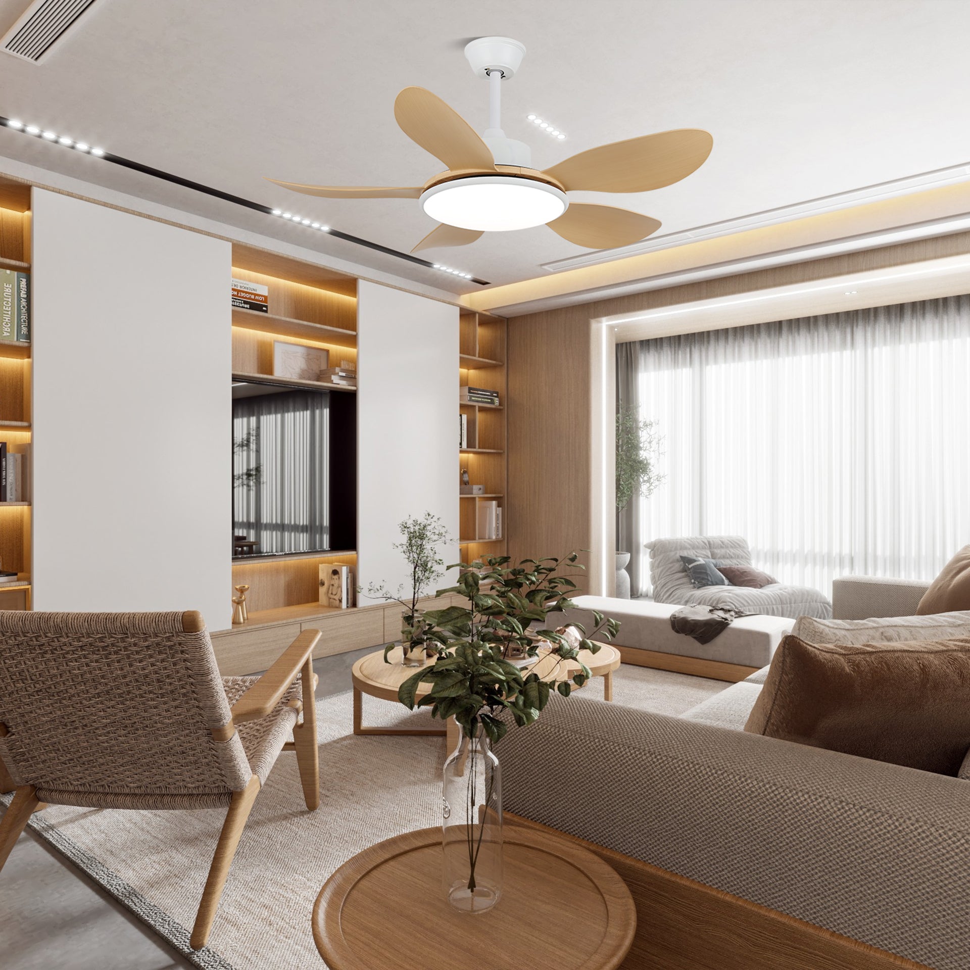 Tirenor Holz Deckenventilator mit Beleuchtung, Modell A, Ø 132cm