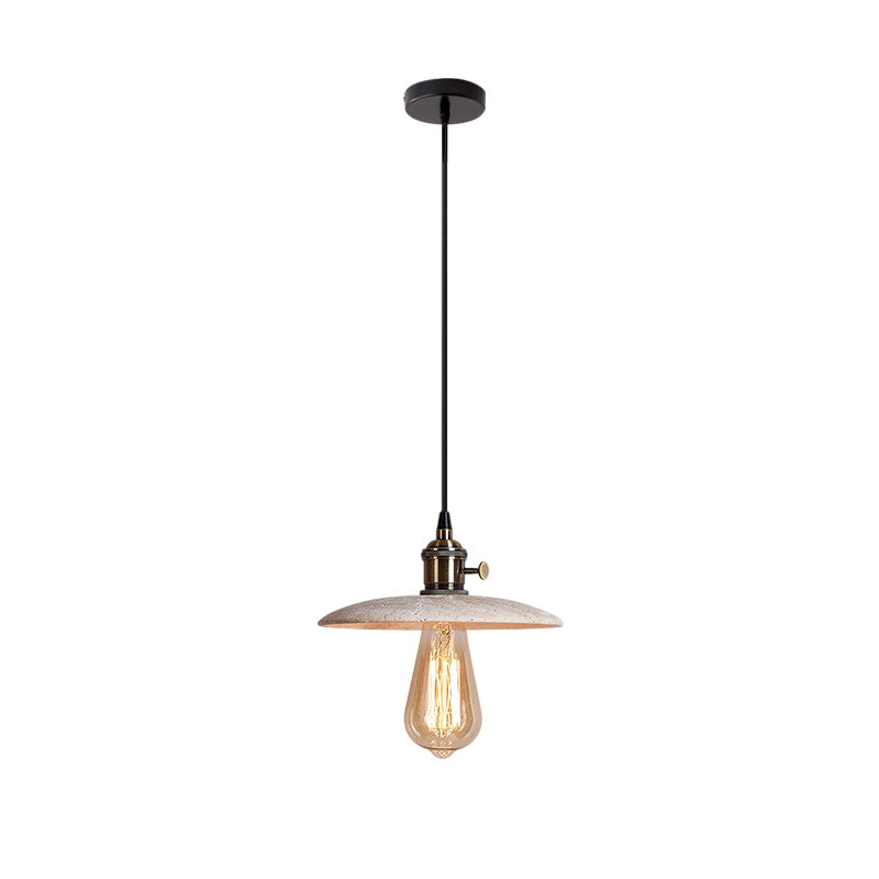 Metis Modern Minimalist Flat Beige Metal Travertine Pendant Lamp - Letslighting