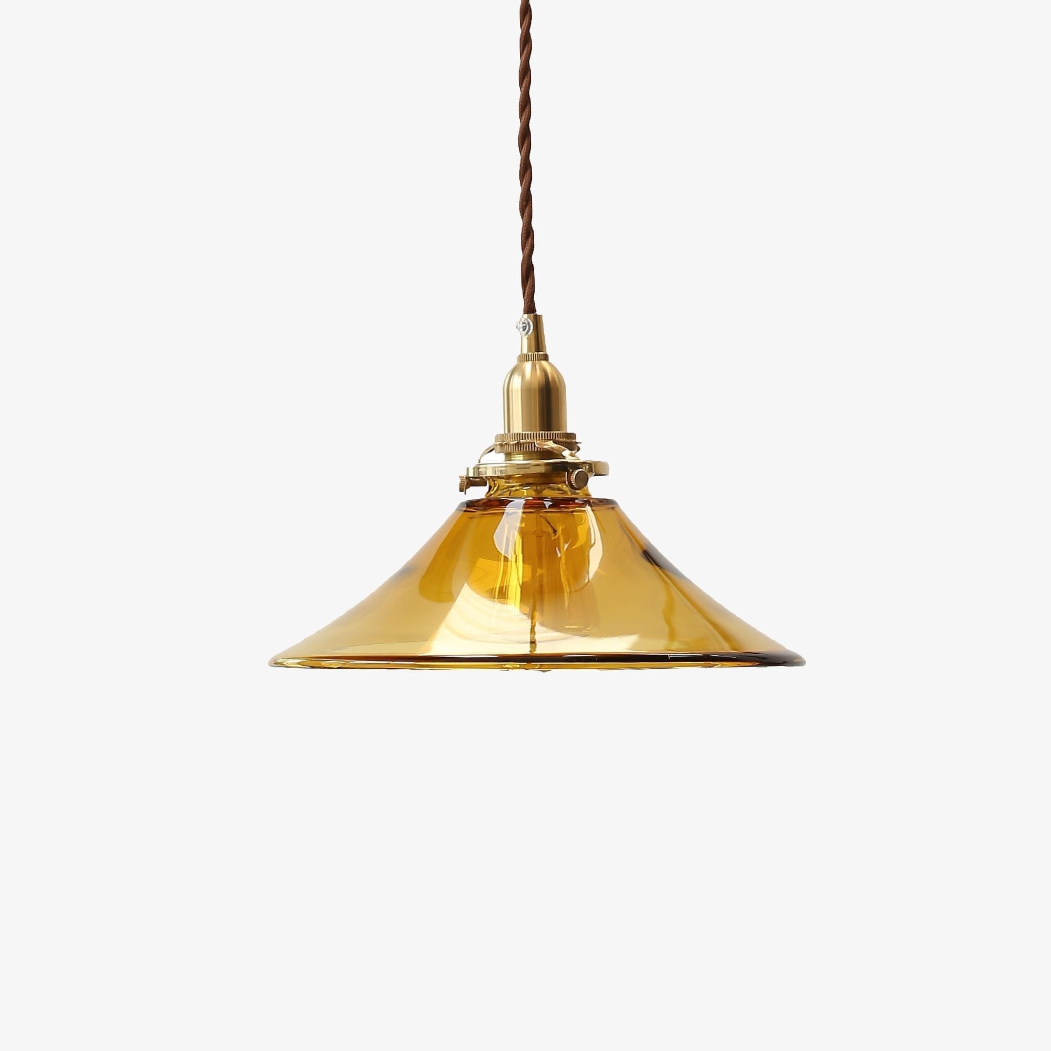 Solara Pendelleuchte Bernstein Glas Messing Esszimmer-Letslighting