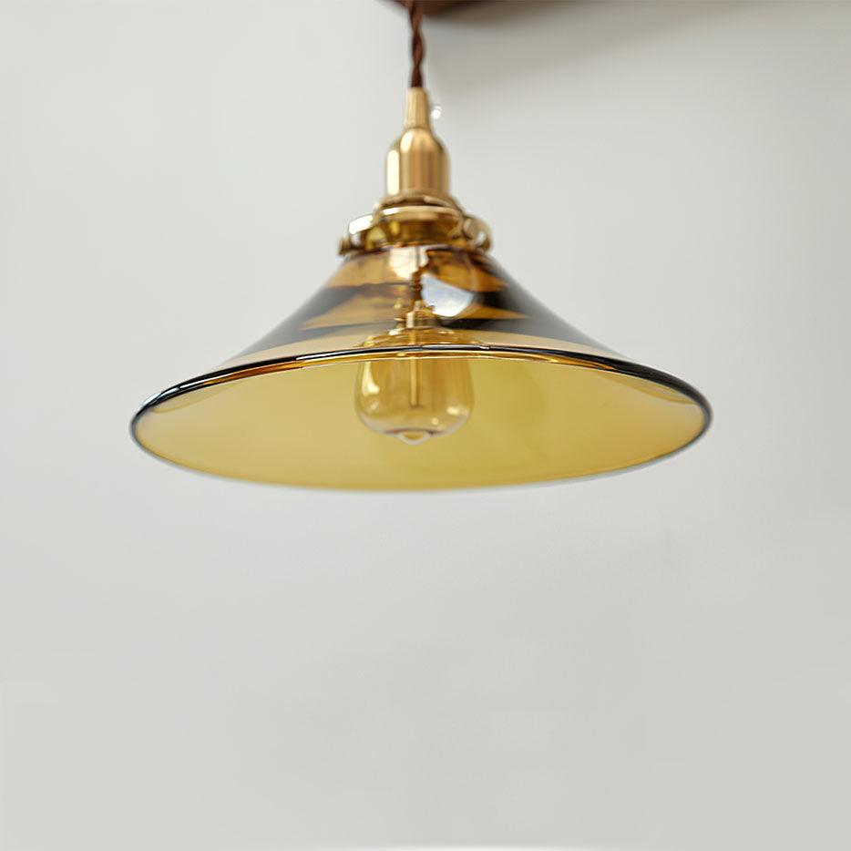 Solara Pendelleuchte Bernstein Glas Messing Esszimmer-Letslighting