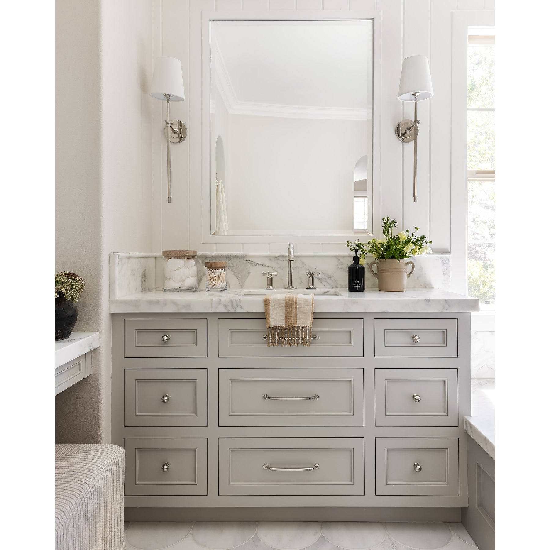 Platina Messing Stoff Wandleuchte-Letslighting