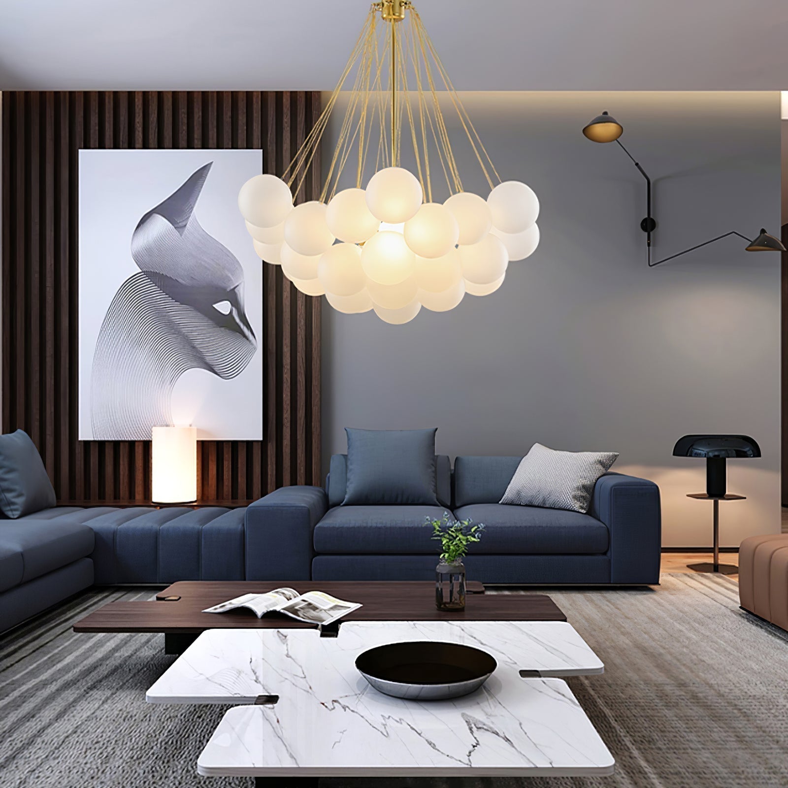 Lustra Kronleuchter Bubble Milchglas-Letslighting