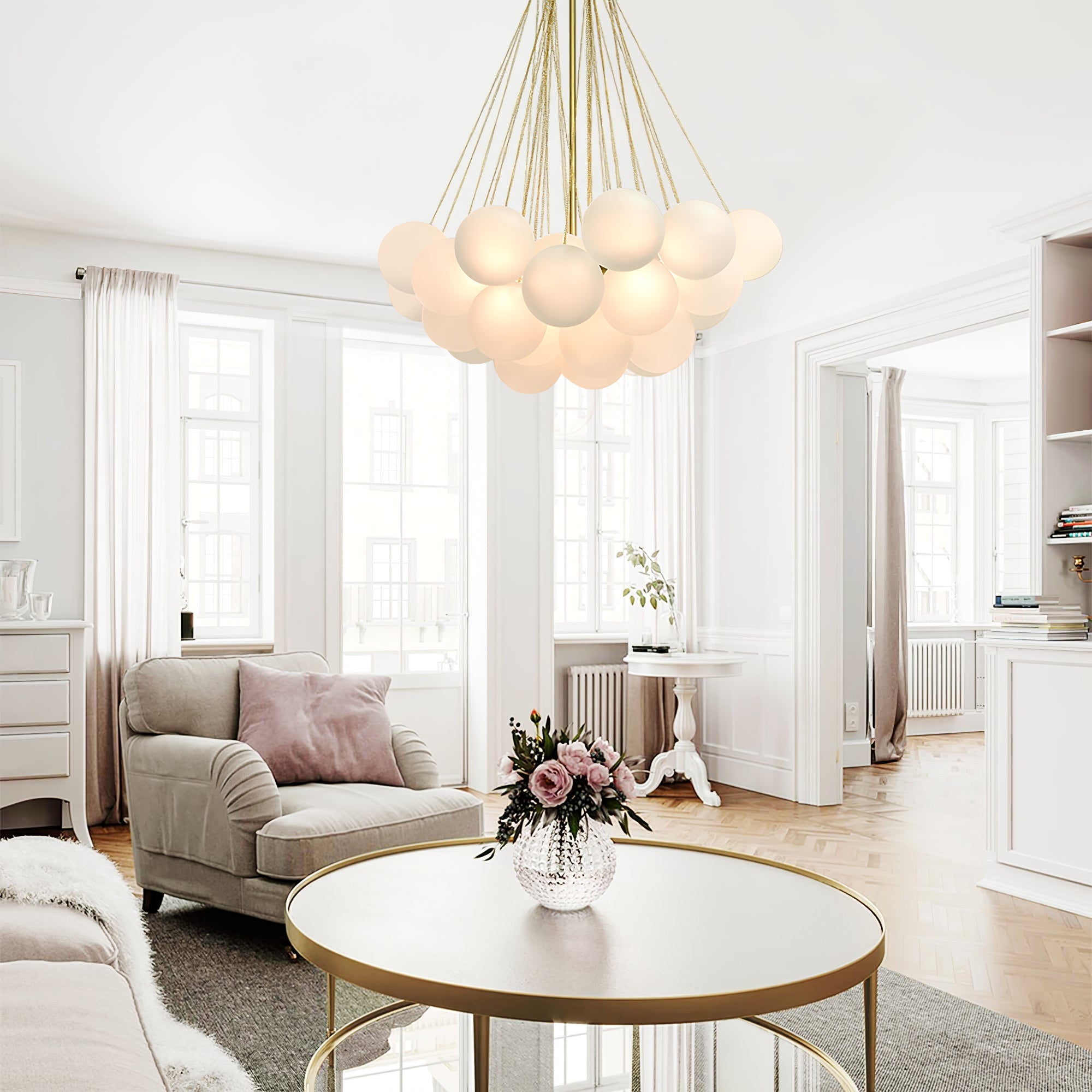 Lustra Kronleuchter Bubble Milchglas-Letslighting