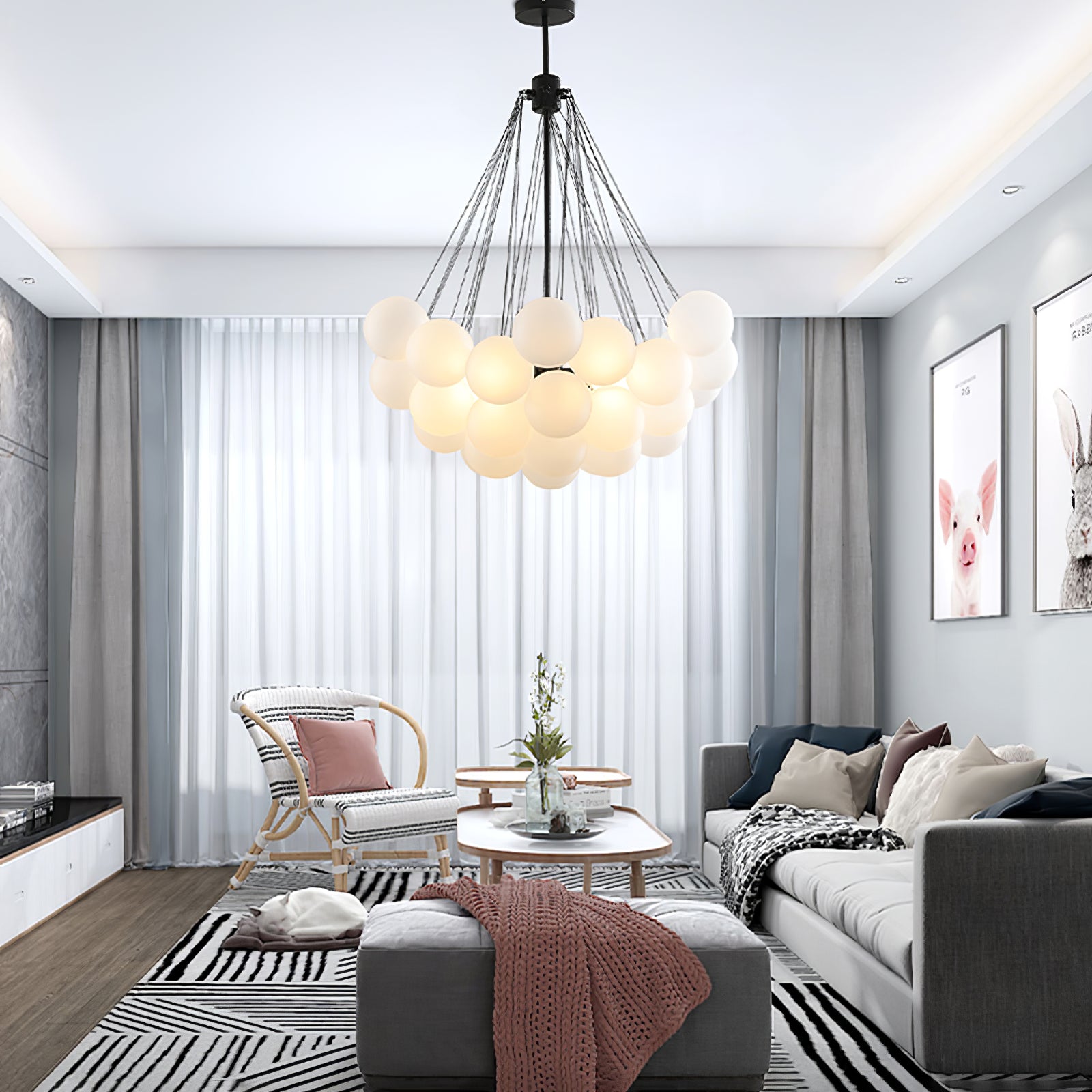 Lustra Kronleuchter Bubble Milchglas-Letslighting
