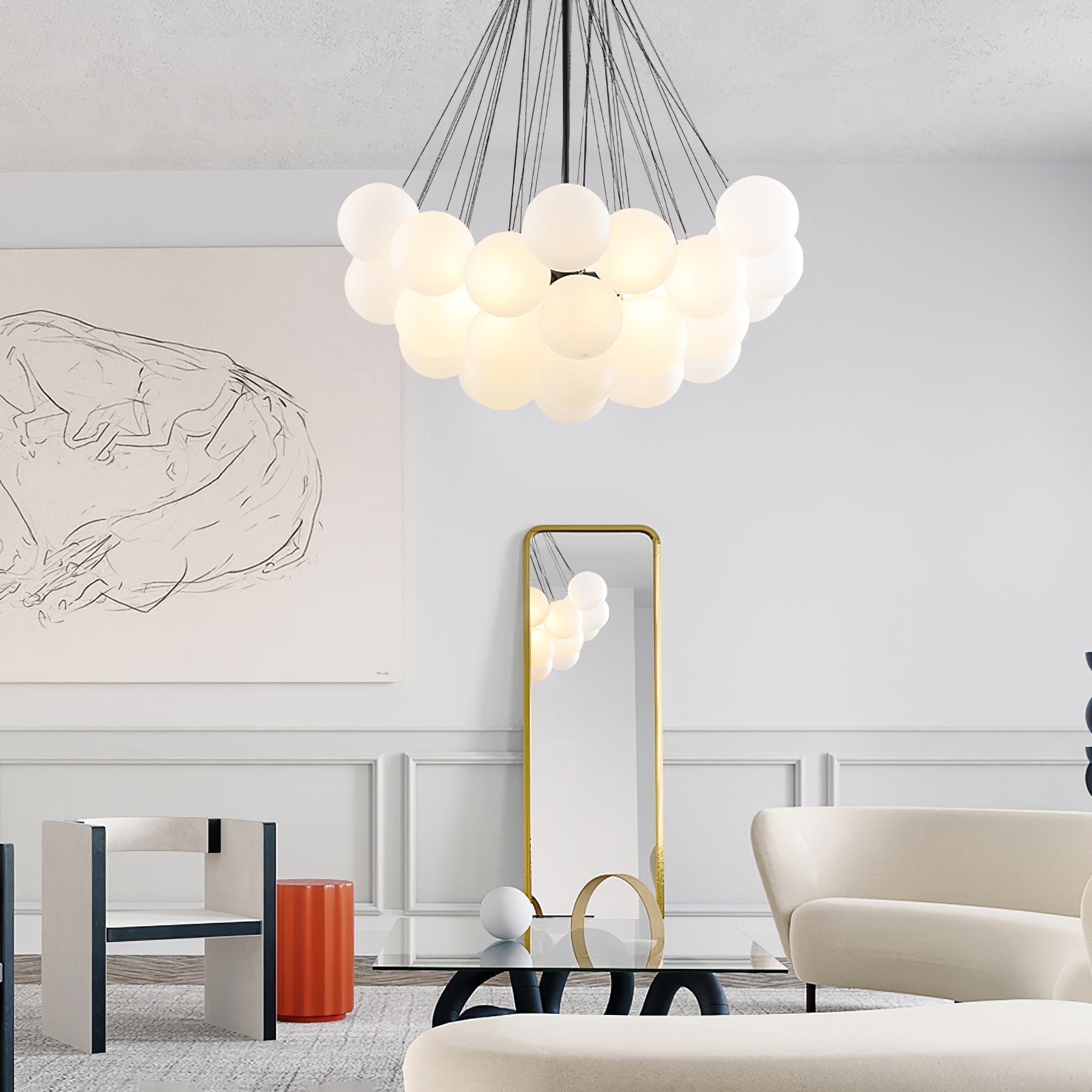 Lustra Kronleuchter Bubble Milchglas-Letslighting