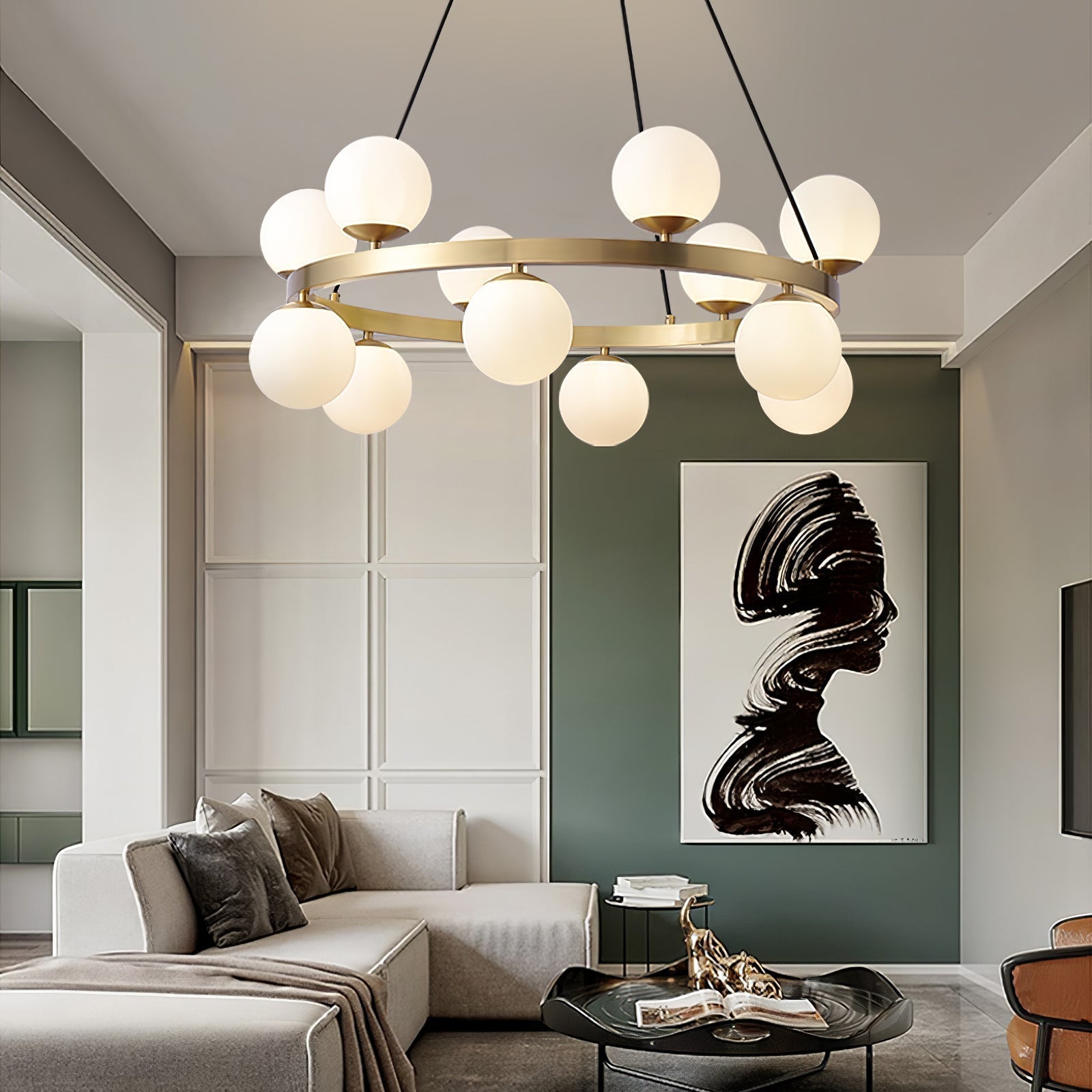 Lustra Kronleuchter Globus Messingring-Letslighting