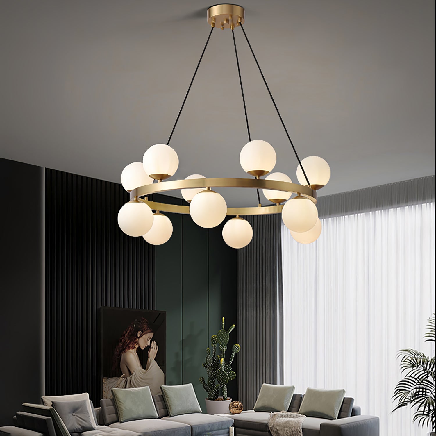 Lustra Kronleuchter Globus Messingring-Letslighting