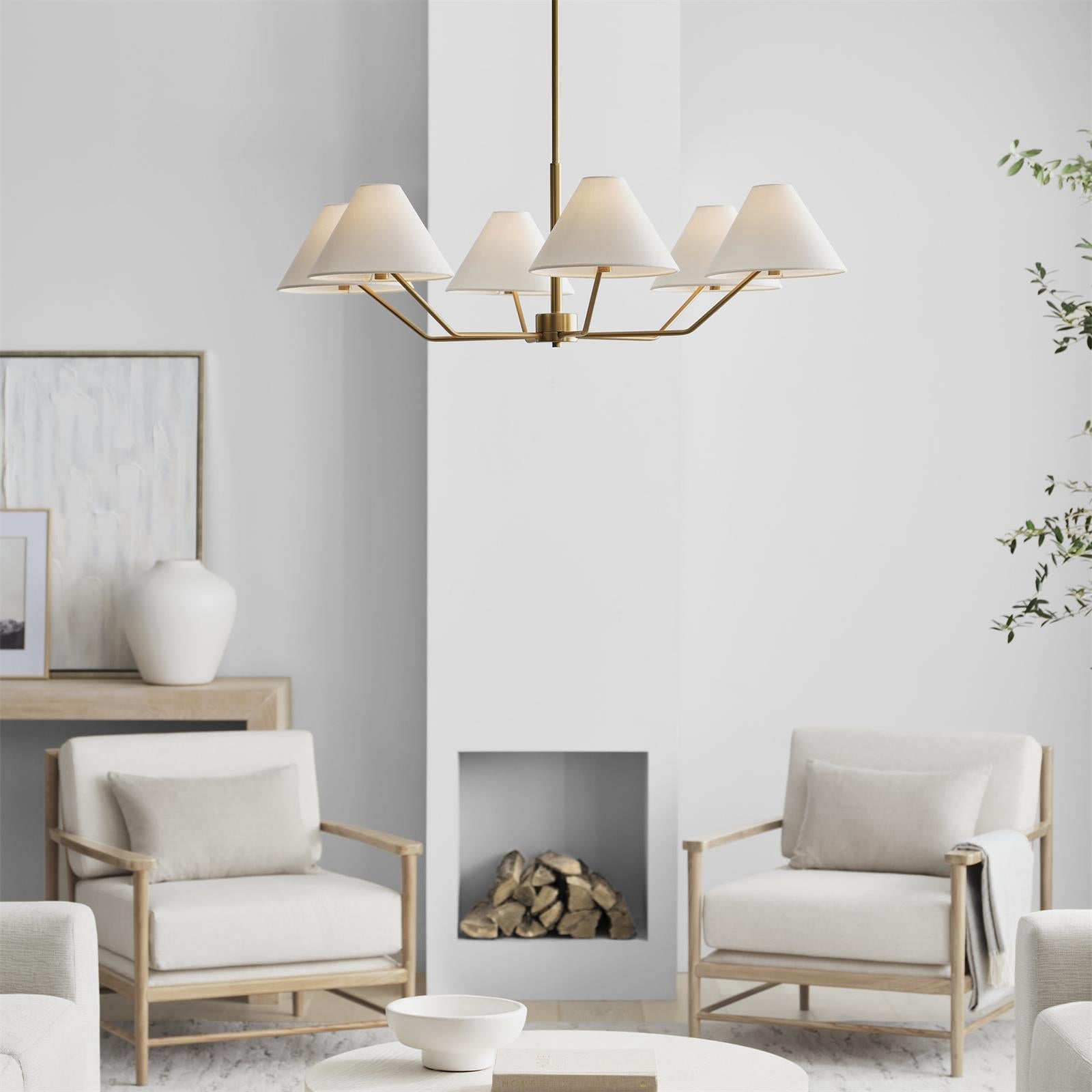 Lustra Kronleuchter Messing Stoff Kegel Schirme Modern-Letslighting
