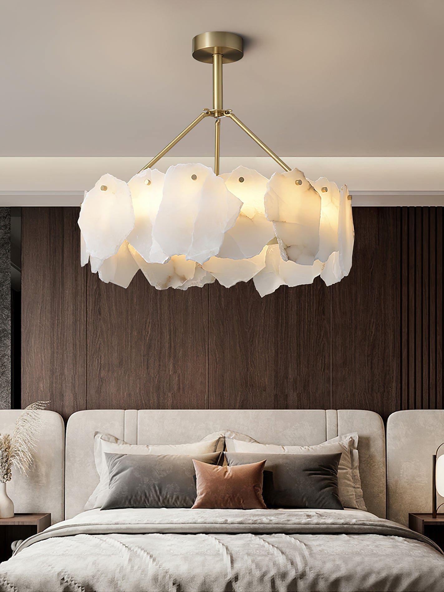 Cryon Postmodern Luxury Brass Alabaster Chandelier - Letslighting