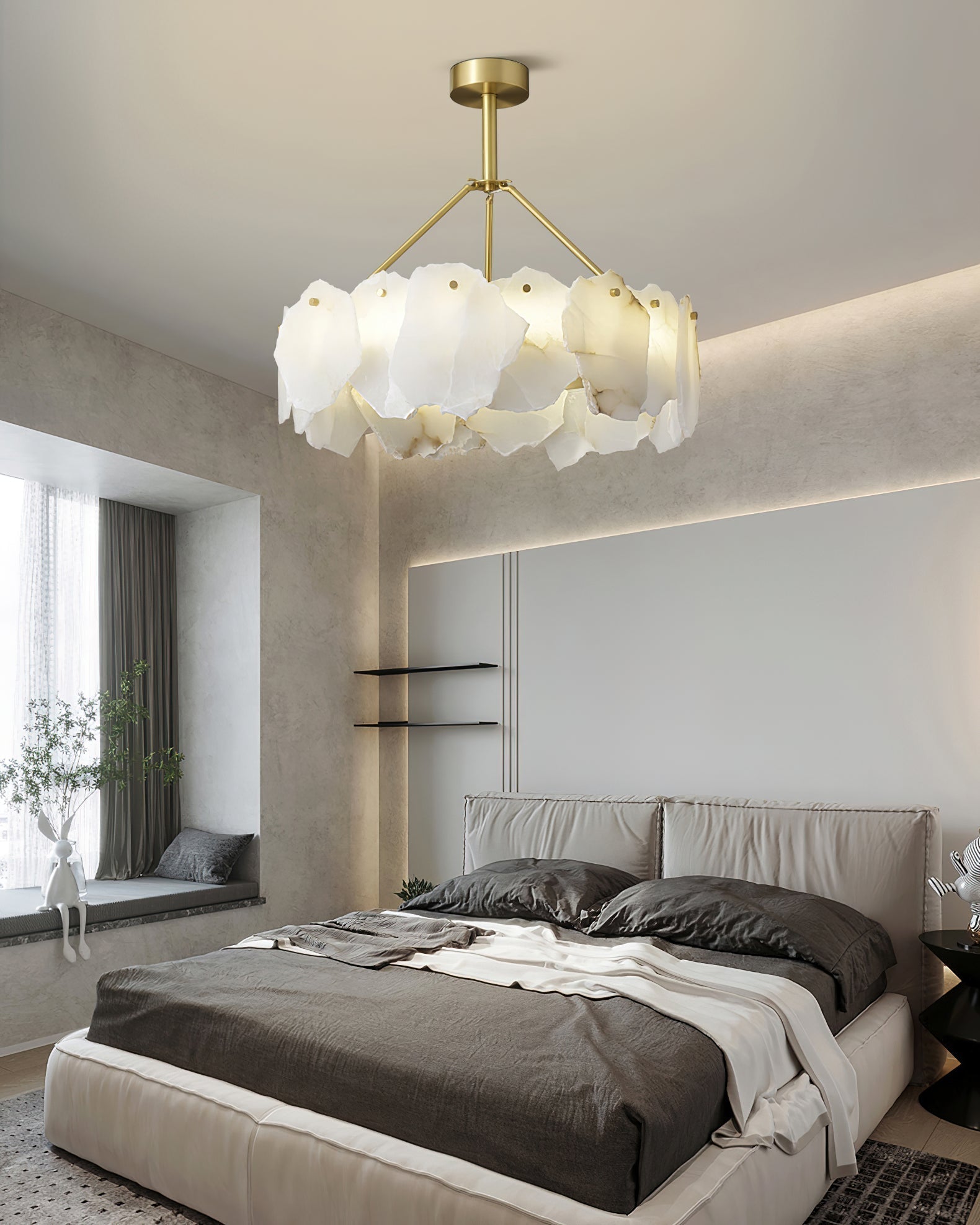 Cryon Postmodern Luxury Brass Alabaster Chandelier - Letslighting