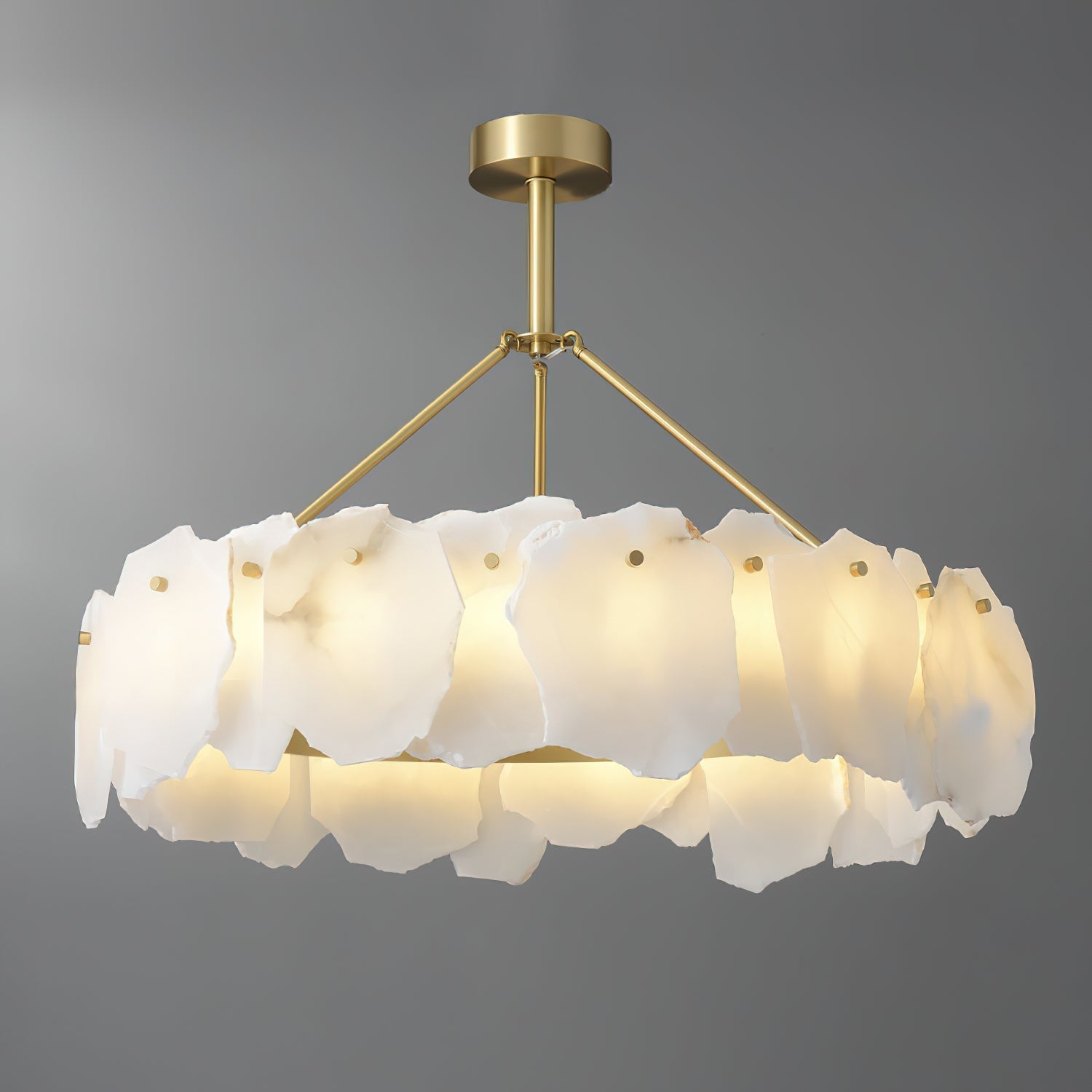 Cryon Postmodern Luxury Brass Alabaster Chandelier - Letslighting