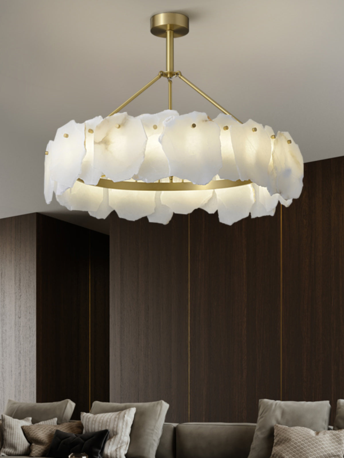 Cryon Postmodern Luxury Brass Alabaster Chandelier - Letslighting