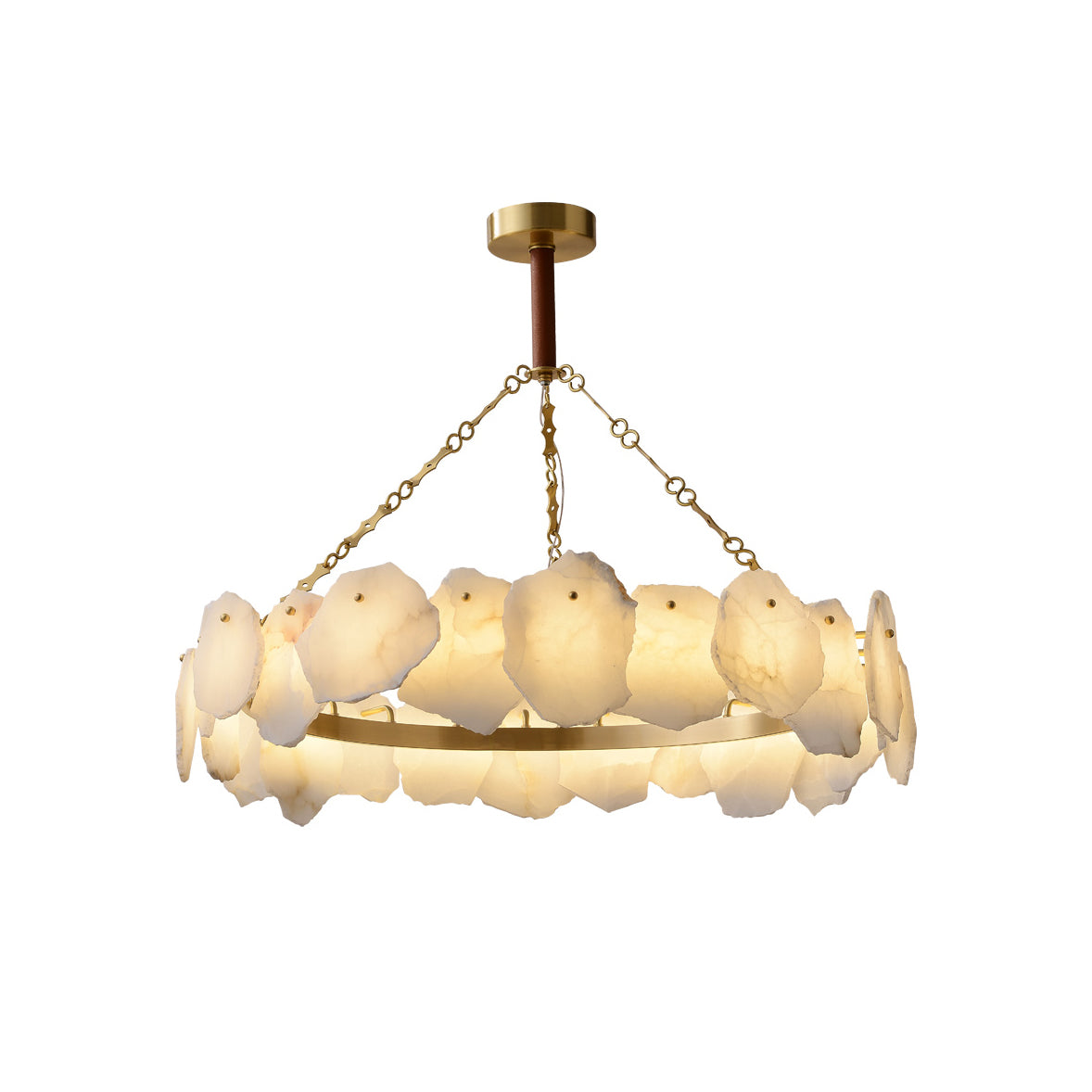 Alora Postmodern Luxury Round Brass Marble Chandelier - Letslighting