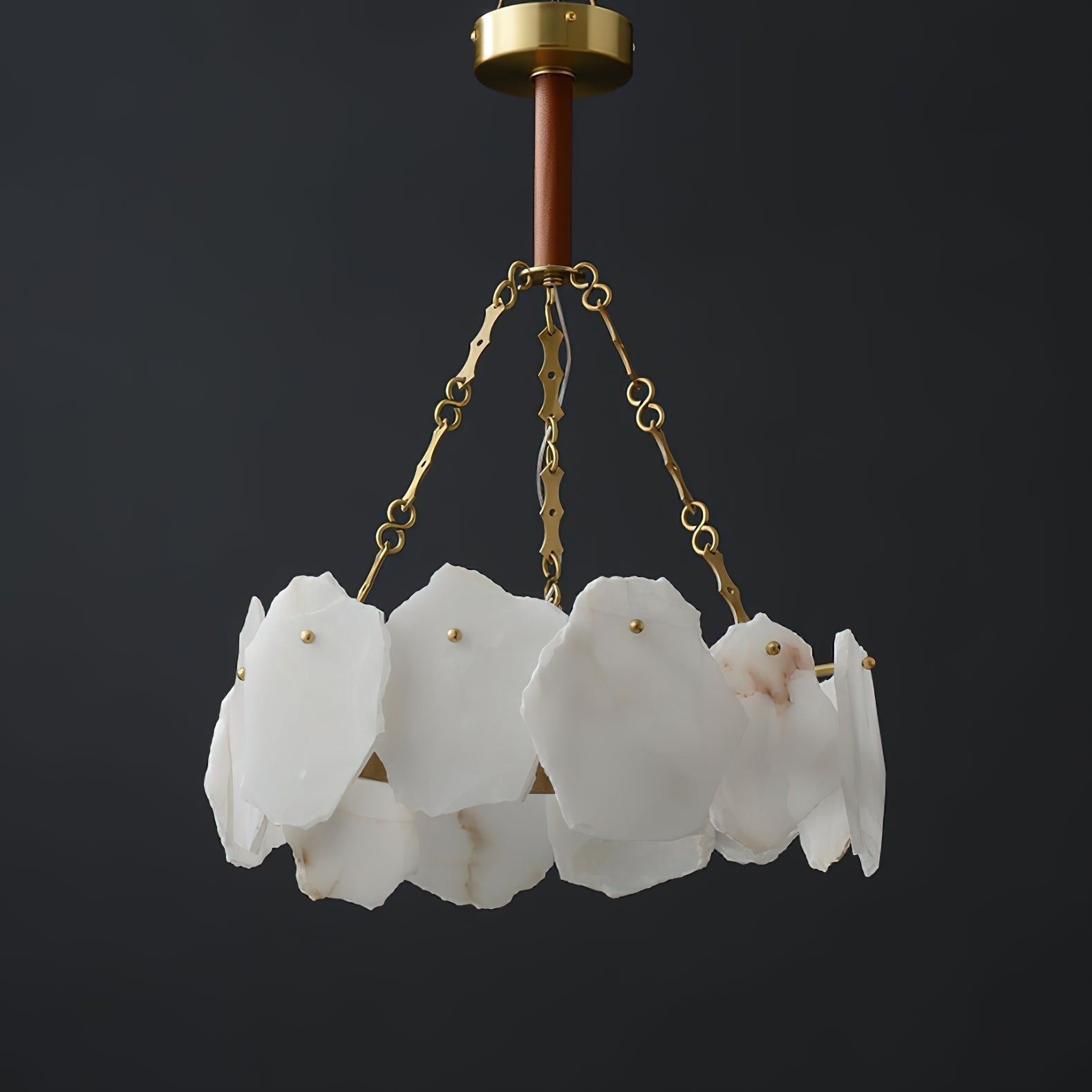 Alora Postmodern Luxury Round Brass Marble Chandelier - Letslighting