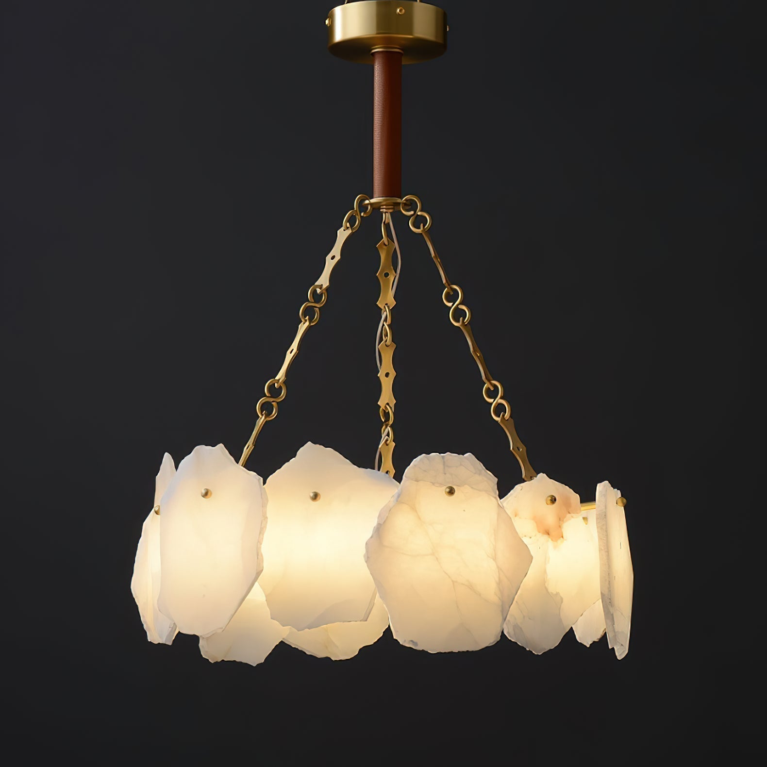 Alora Postmodern Luxury Round Brass Marble Chandelier - Letslighting