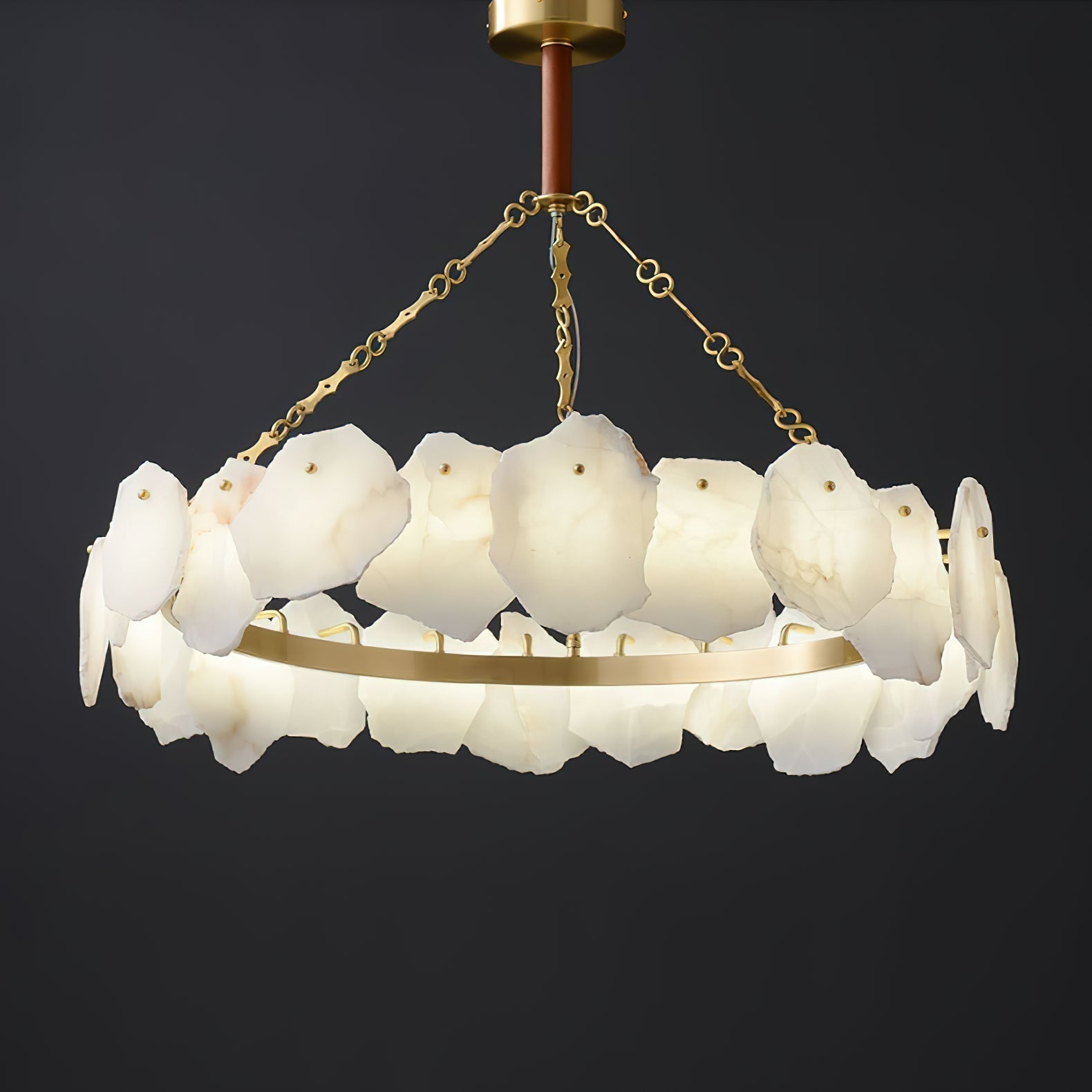 Alora Postmodern Luxury Round Brass Marble Chandelier - Letslighting