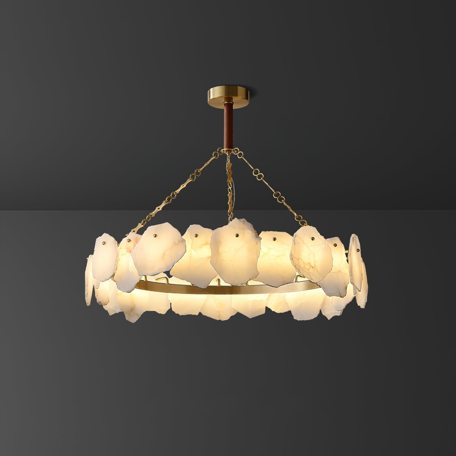 Alora Postmodern Luxury Round Brass Marble Chandelier - Letslighting