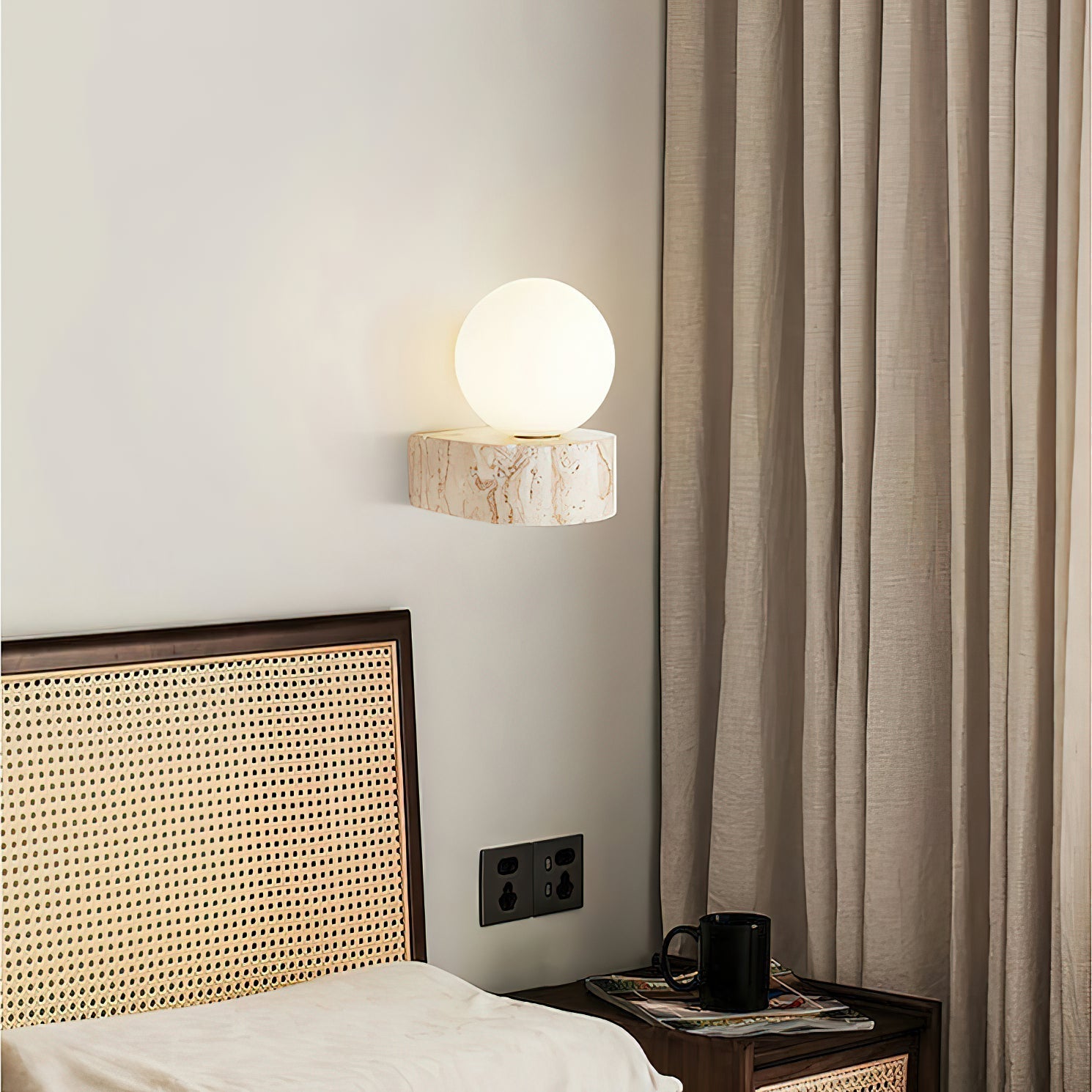 Symph Modern Minimalist Travertine Glass Wall Lamp - Letslighting