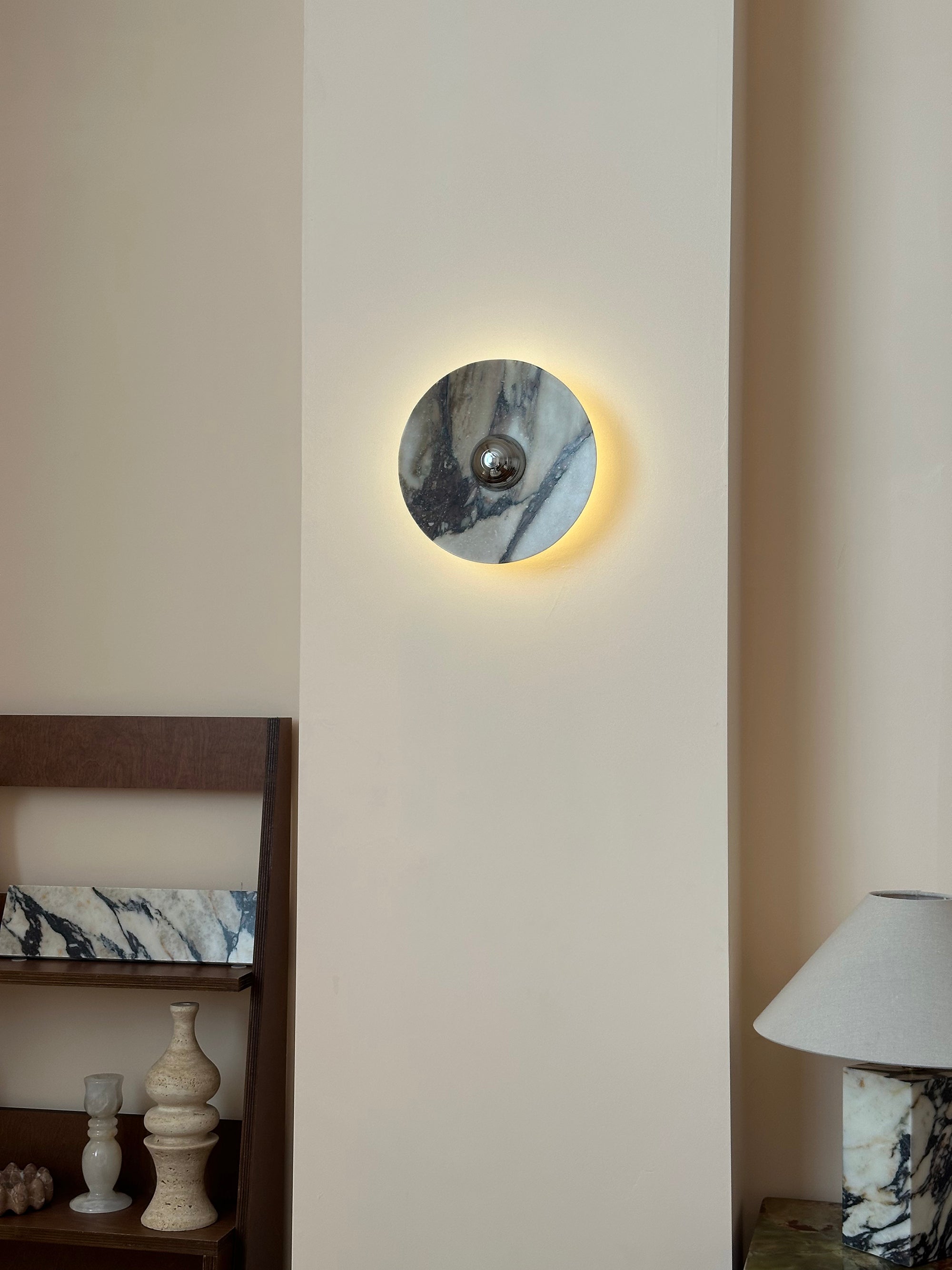 Alter Modern Minimalist Round Marble Metal Sconce Wall Lamp - Letslighting