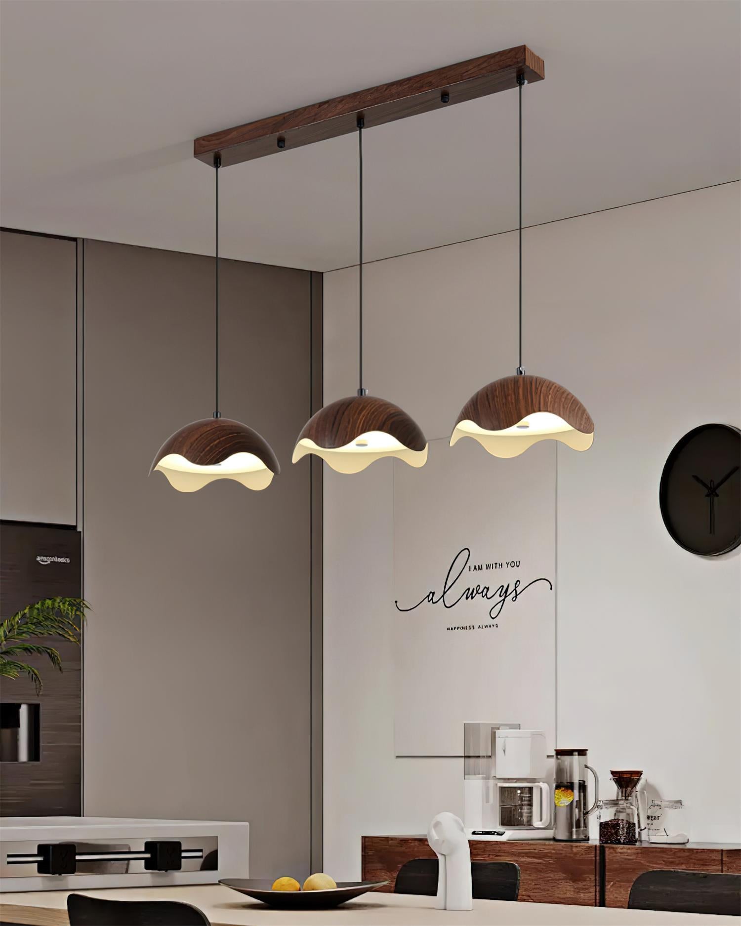 Pendelleuchte Holzmaserung Metallschirm Minimalistisch-Letslighting