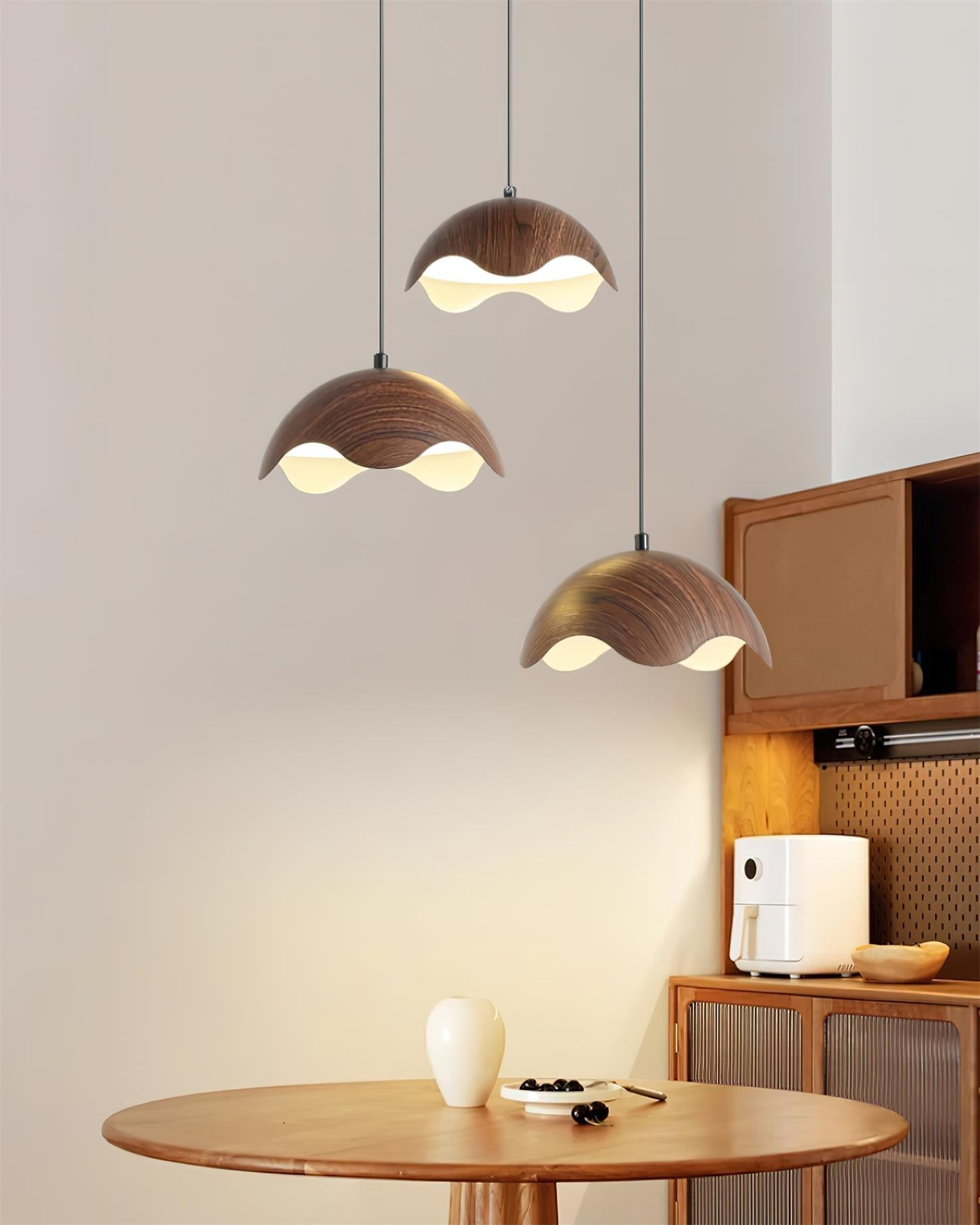 Pendelleuchte Holzmaserung Metallschirm Minimalistisch-Letslighting