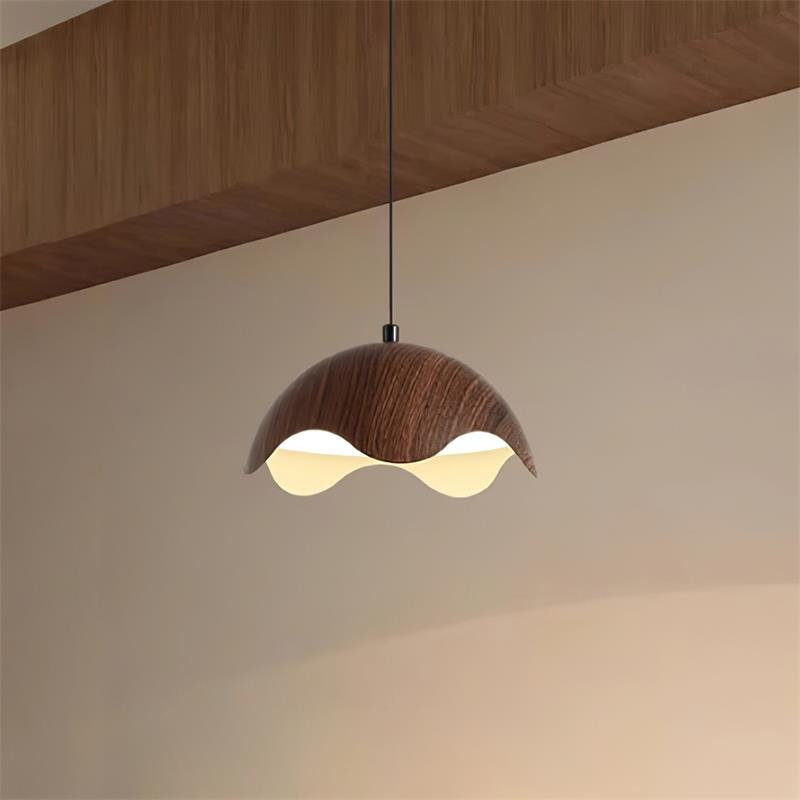 Pendelleuchte Holzmaserung Metallschirm Minimalistisch-Letslighting