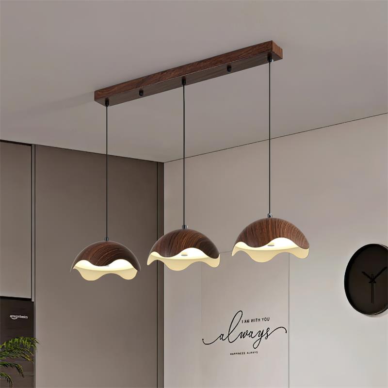 Pendelleuchte Holzmaserung Metallschirm Minimalistisch-Letslighting