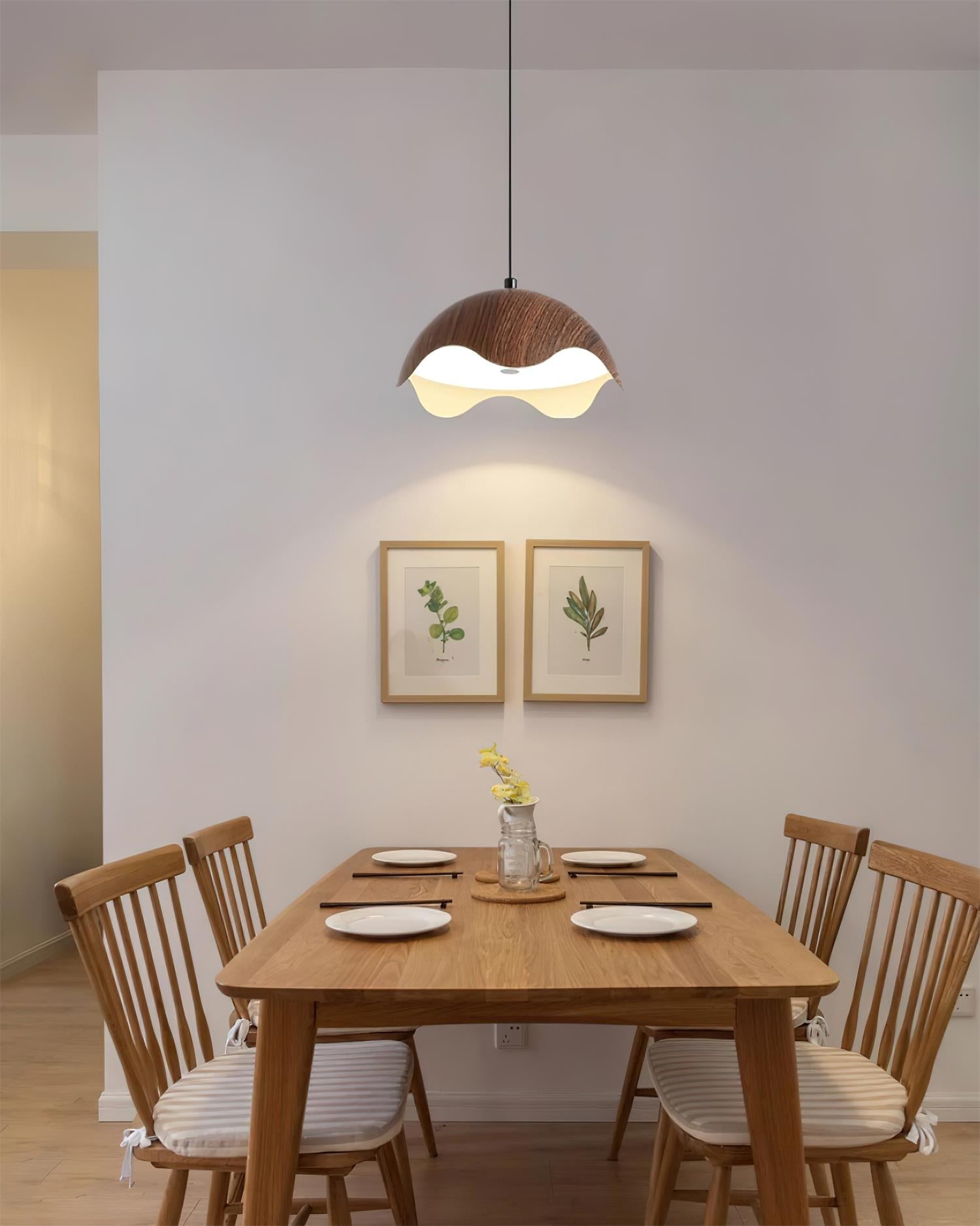 Pendelleuchte Holzmaserung Metallschirm Minimalistisch-Letslighting
