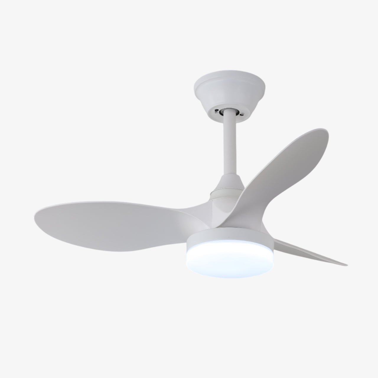 Seitenansicht des Aelric Modernen Deckenventilators mit Licht