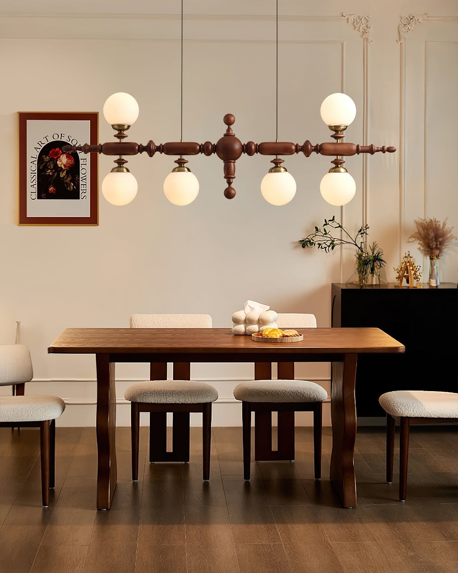 Isilira Klassische Lineare Pendelleuchte aus Holz und Glas-Letslighting